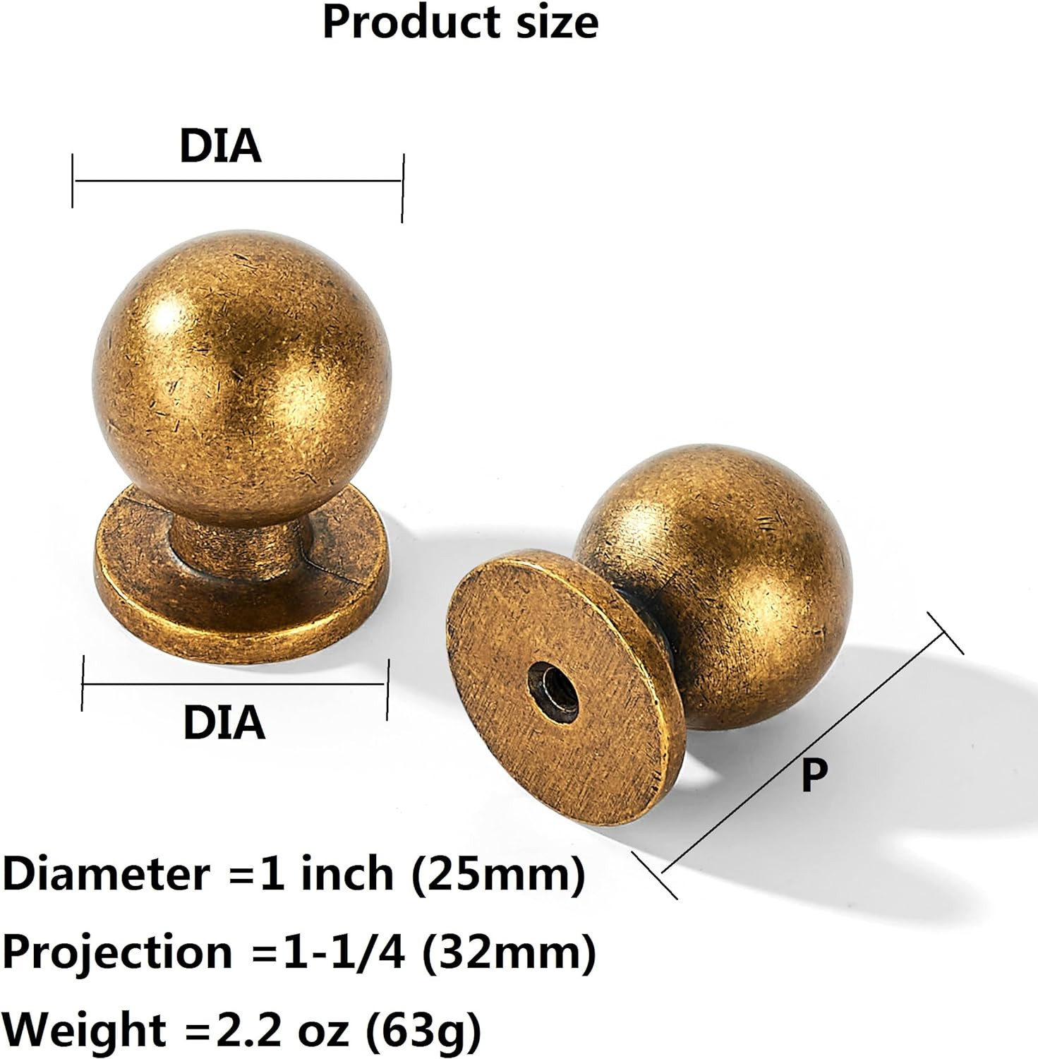 Khtumeware 10 Pack 1 Inch (25Mm) Diameter round Solid Vintage Antique Brass Fini