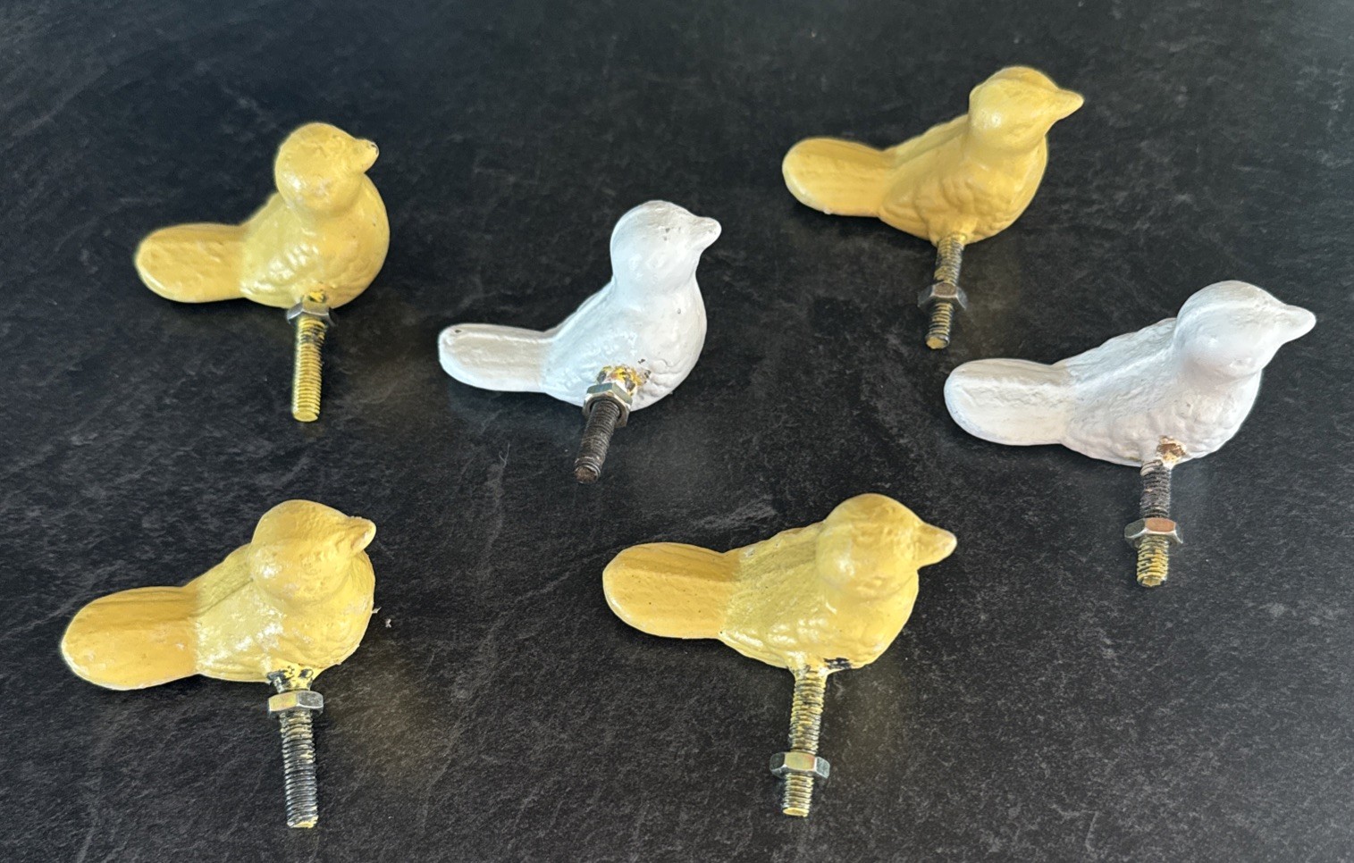 Set Of 6-2.5 Inch Distressed Cast Iron Bird Drawer Cabinet Pulls Screw 1 Inch
