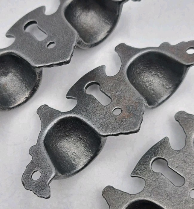 Antique Bin Pulls Eastlake Two Finger Handles Unique Cast Iron Hardware Set of 6