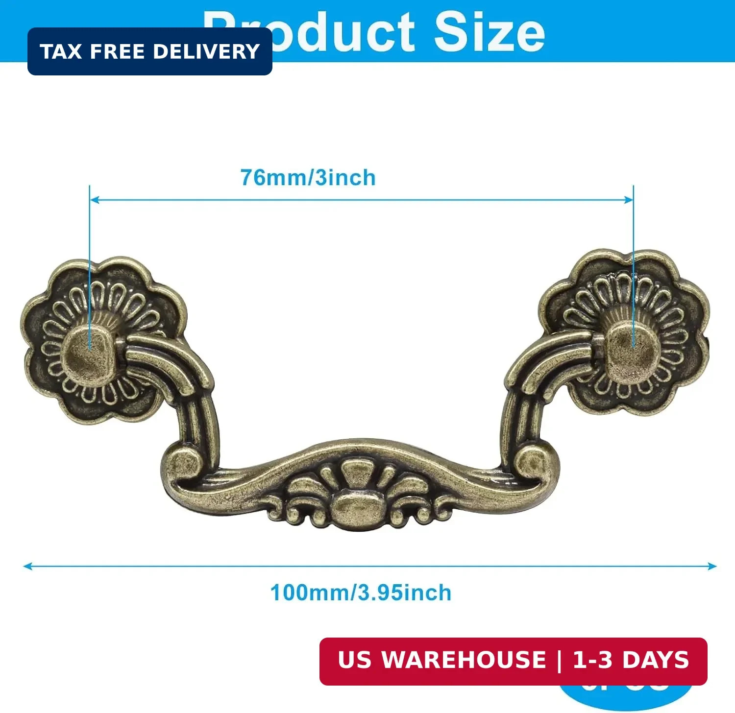 6PCS 3 Inch Vintage Drop Pulls,Antique Bronze Drawer Pull Handles Bail Handle(3″