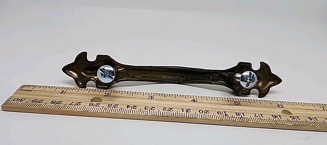 VINTAGE BRASS look finish metal DRAWER HANDLES with screws