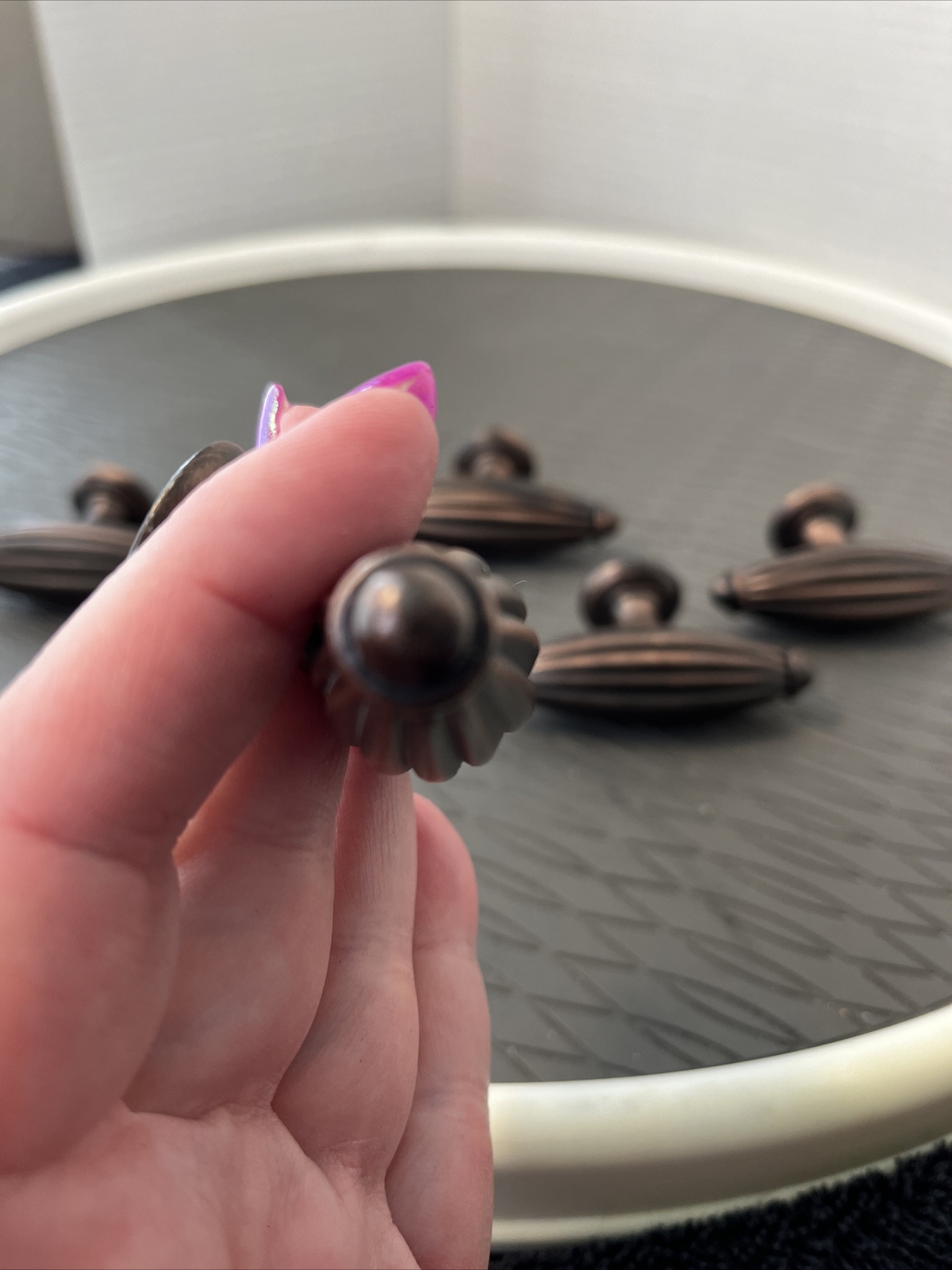 Metal (brown Rust Color) Furniture Knobs Pulls 3” Set Of 5