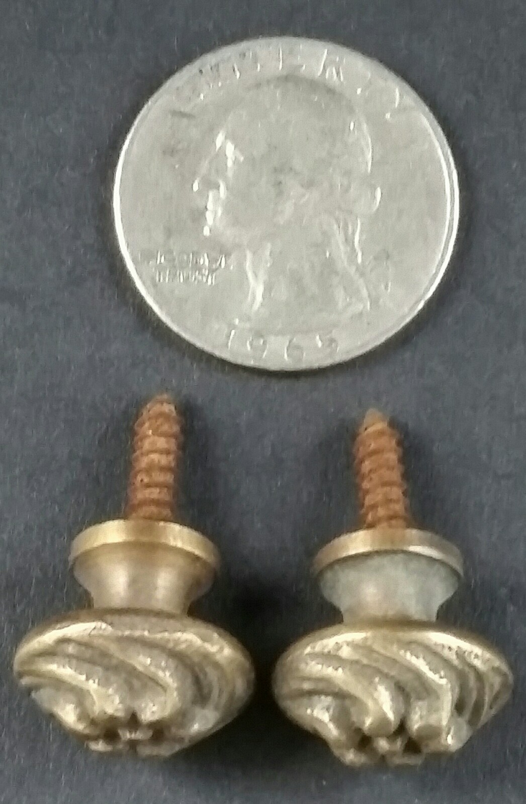 Pair (2) Sm.solid Brass Floral Stacking Barrister Bookcase 5/8″ Knobs Pulls #K14