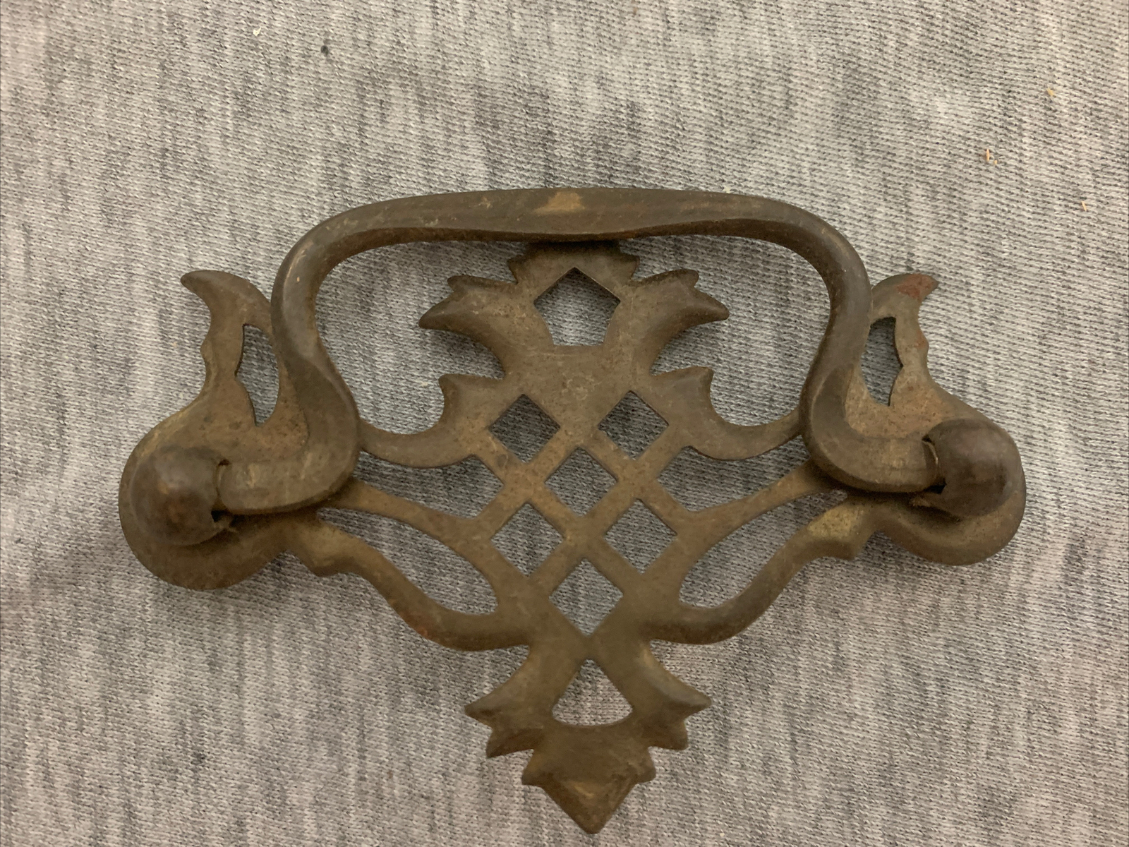 Vintage Brushed Brass Batwing Handle Drawer Pulls Lot of 4