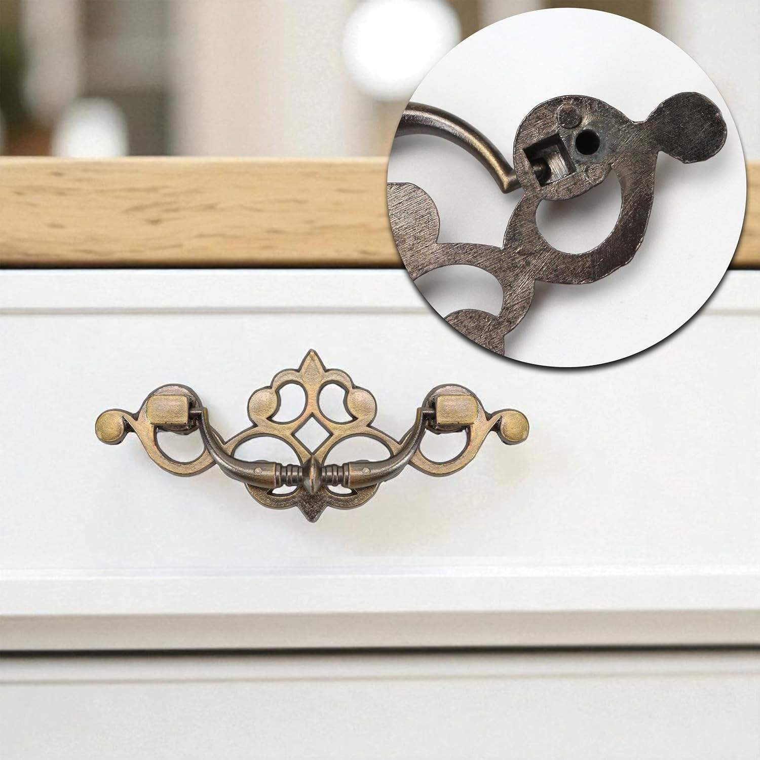 4 Pack 3.25″ C-C (3-1/4″ Centers) Antique Bronze Bail Drawer Pull Drop Swing …