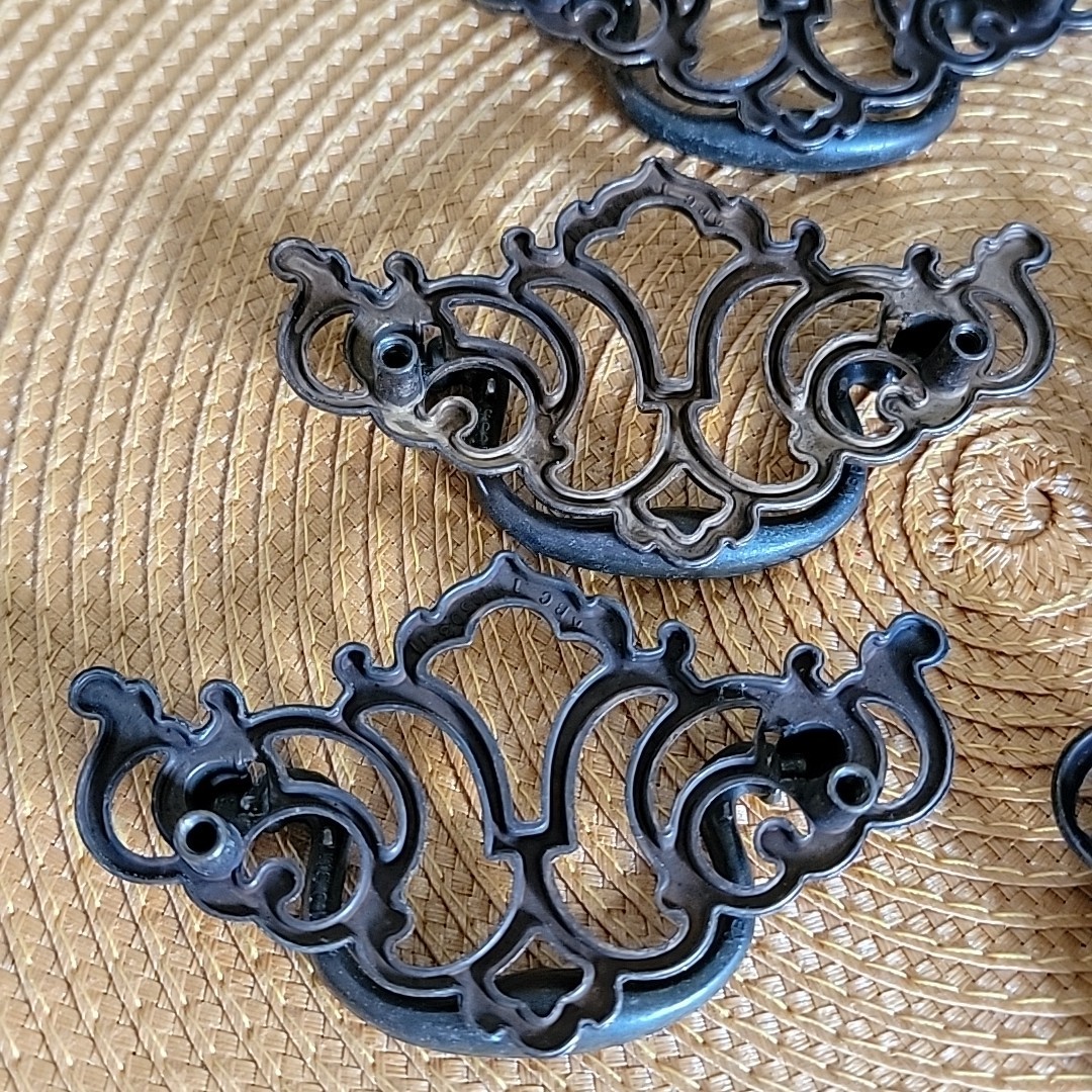 Lot of 6 VTG Brass Metal Drawer Pulls Handles Batwing Keeler Brass Co KBC1 N1935