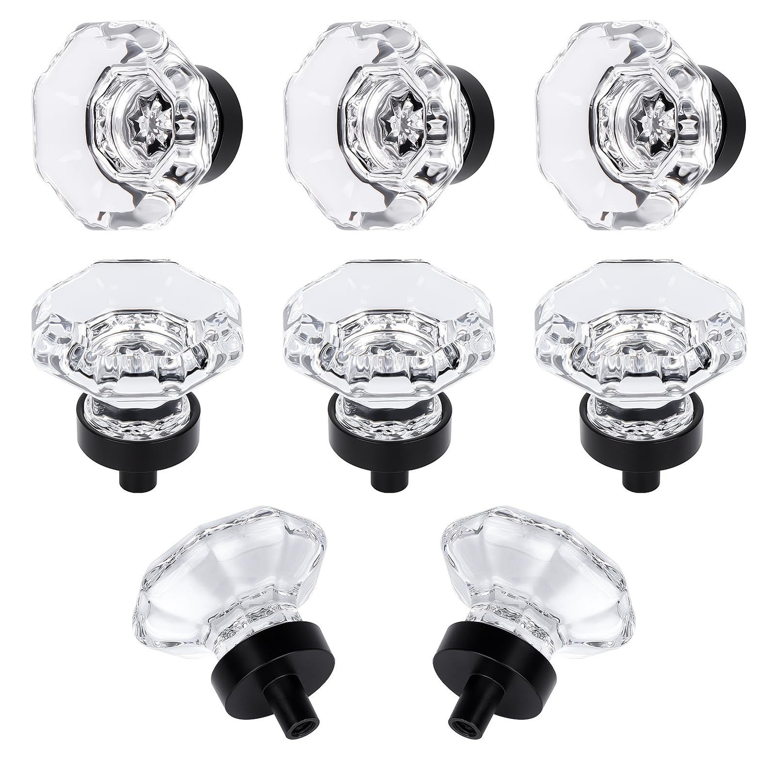 8 Pcs Crystal Cabinet Knobs, Glass Cabinet Knobs for Dresser Drawers, Kitchen…