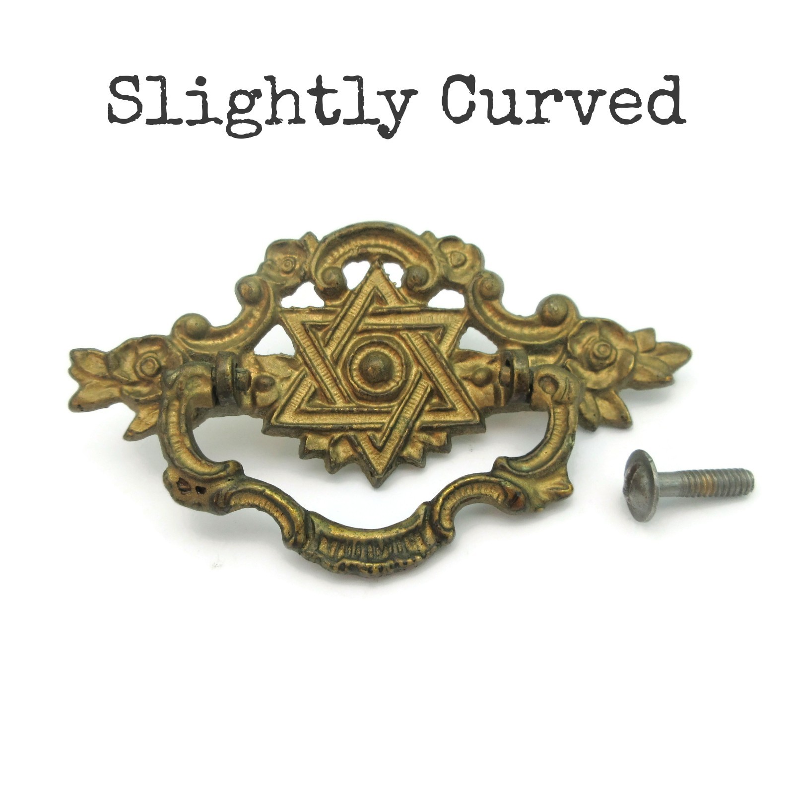 Vintage Drawer Pull Star of David Victorian Brass Bail Drop Handle H531 LX17