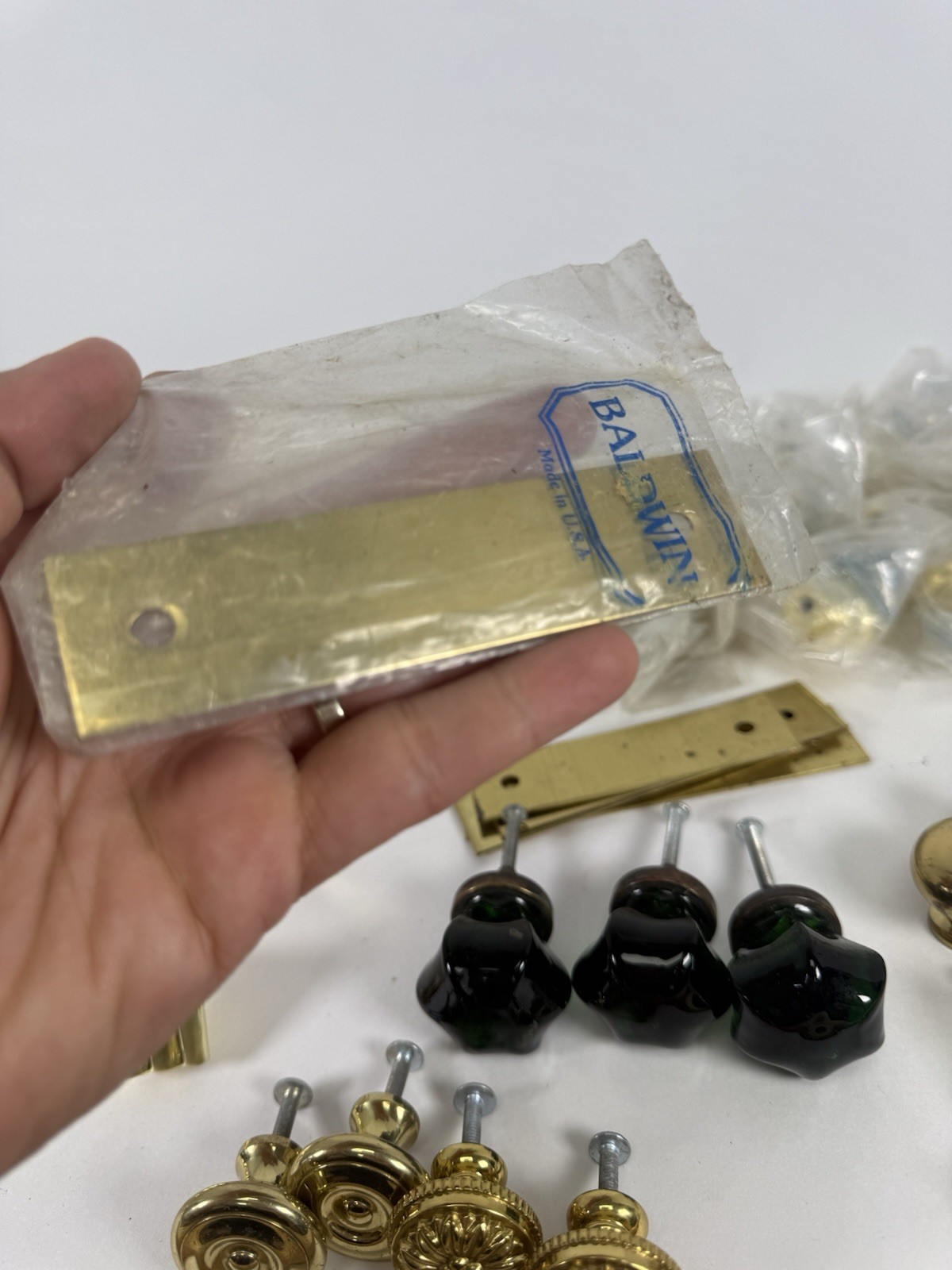 Vintage Brass Cabinet Hardware Lot Amerock Baldwin Pulls Knobs Handles NOS