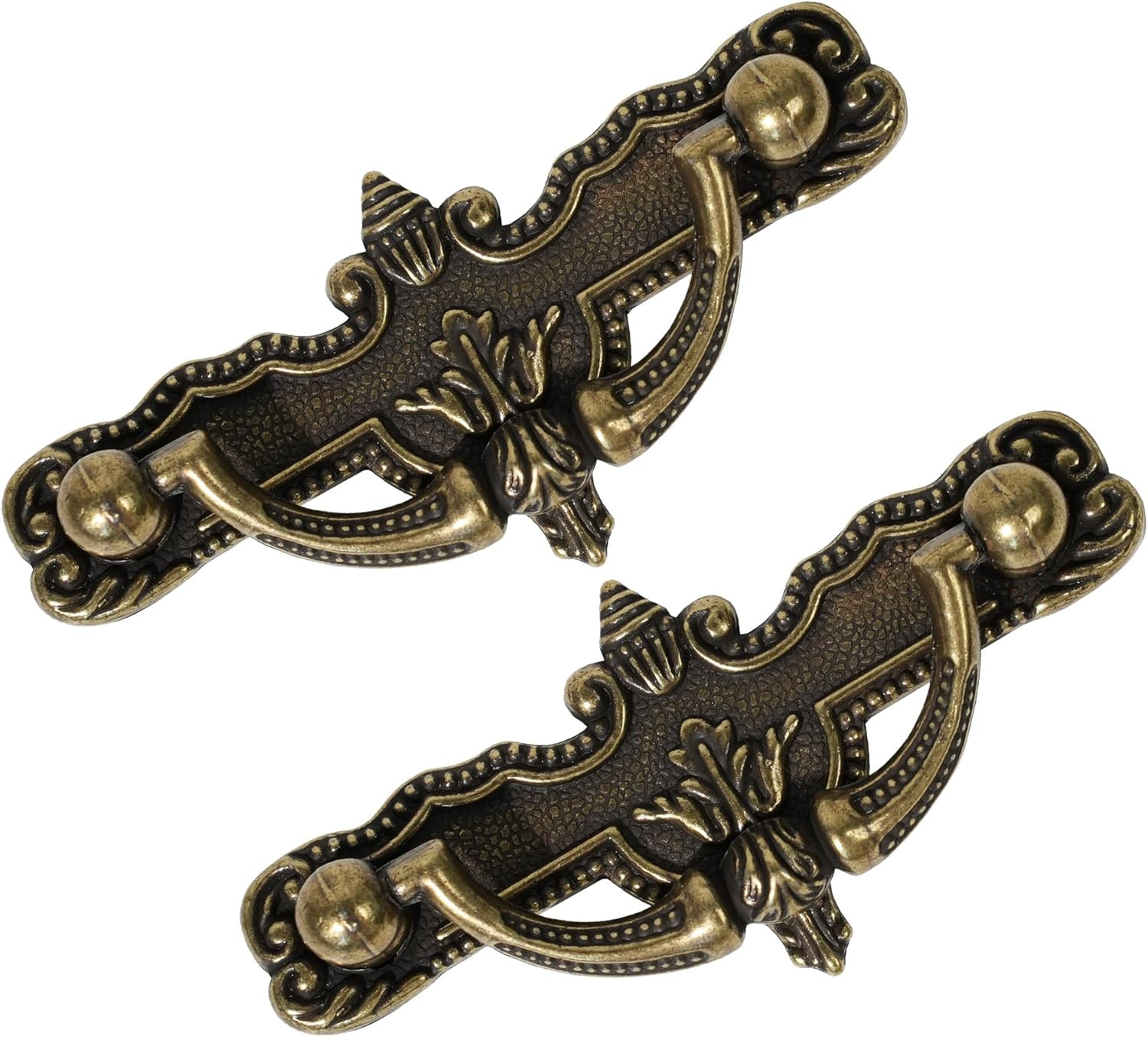 4 Pack Antique Bronze Drop Bail Drawer Pulls, Vintage Cabinet Handles with 2-…