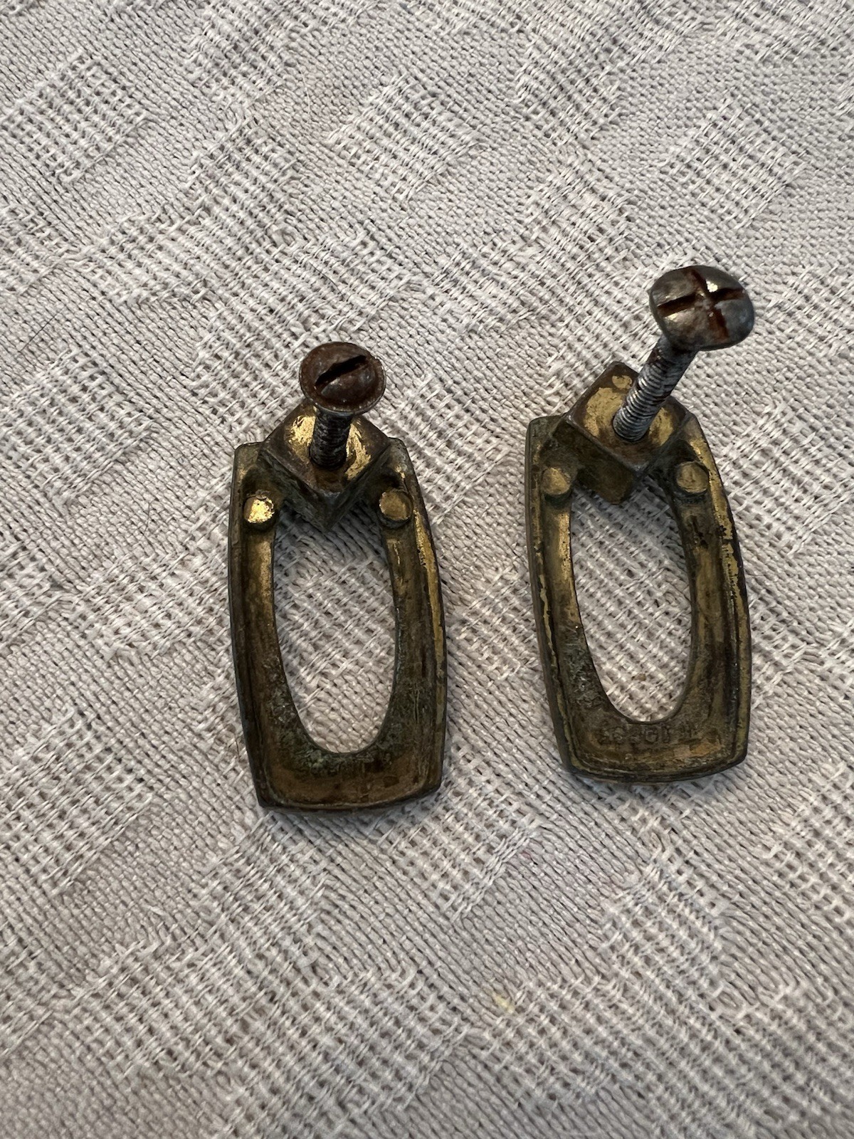Vintage Brass Drawer Pulls 2” Rectangular Set Of 2