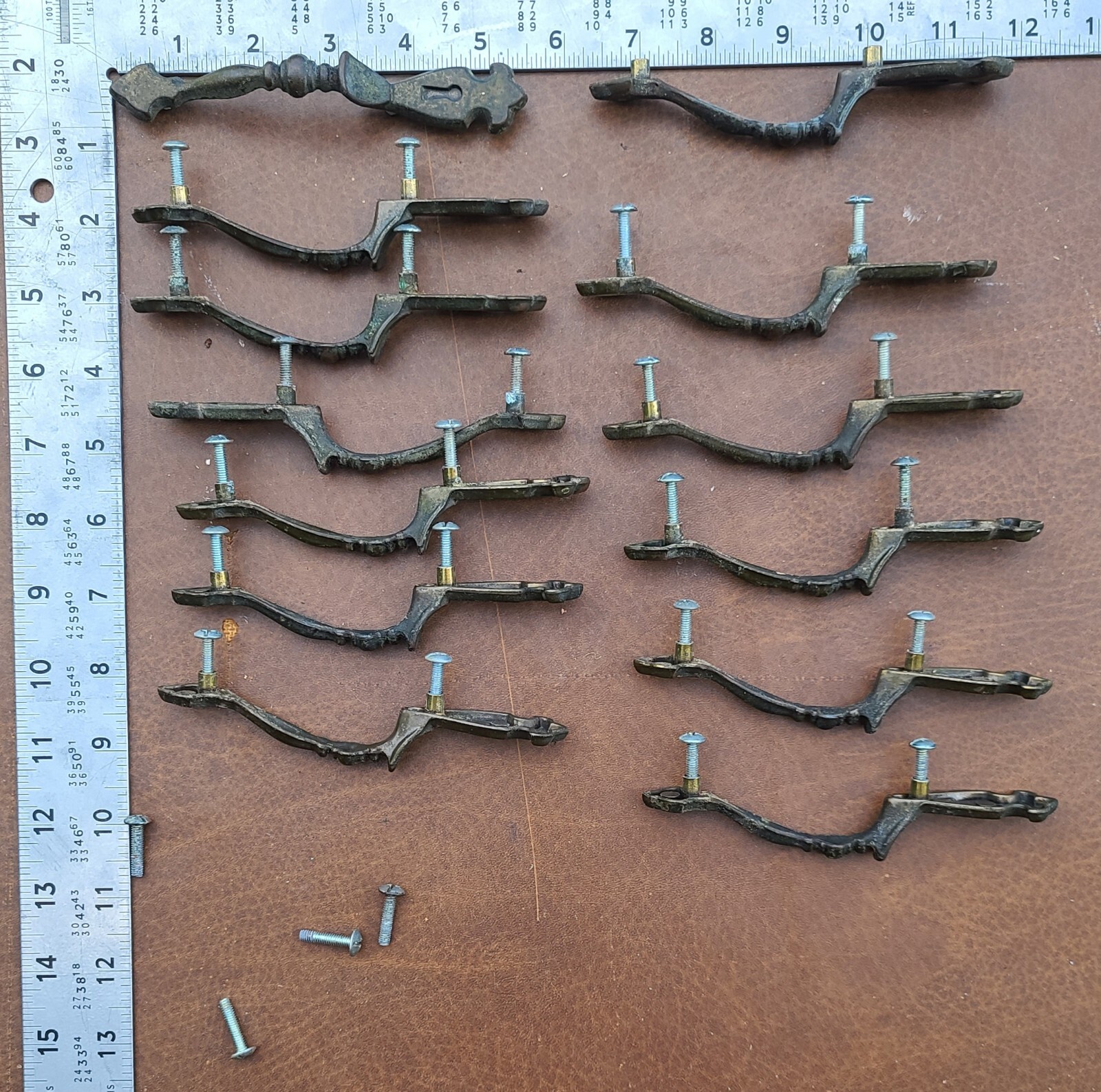 Vintage Set Of 13 Drawer Pulls Handles 5 1/2 inch
