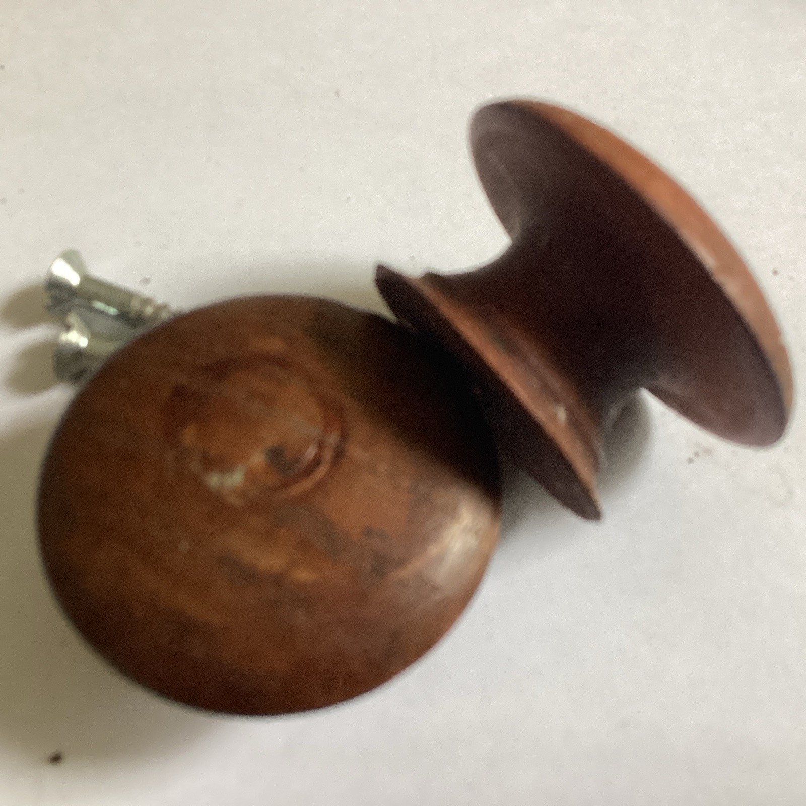 Wonderfull pair of 1 3/4” Inch Antique Mahogany Wood Drawer Pulls w/screws