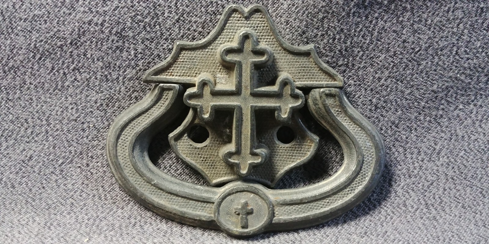 3 Raised Christian Cross Drawer Pull Back Plate Escutcheon Furniture Hardware