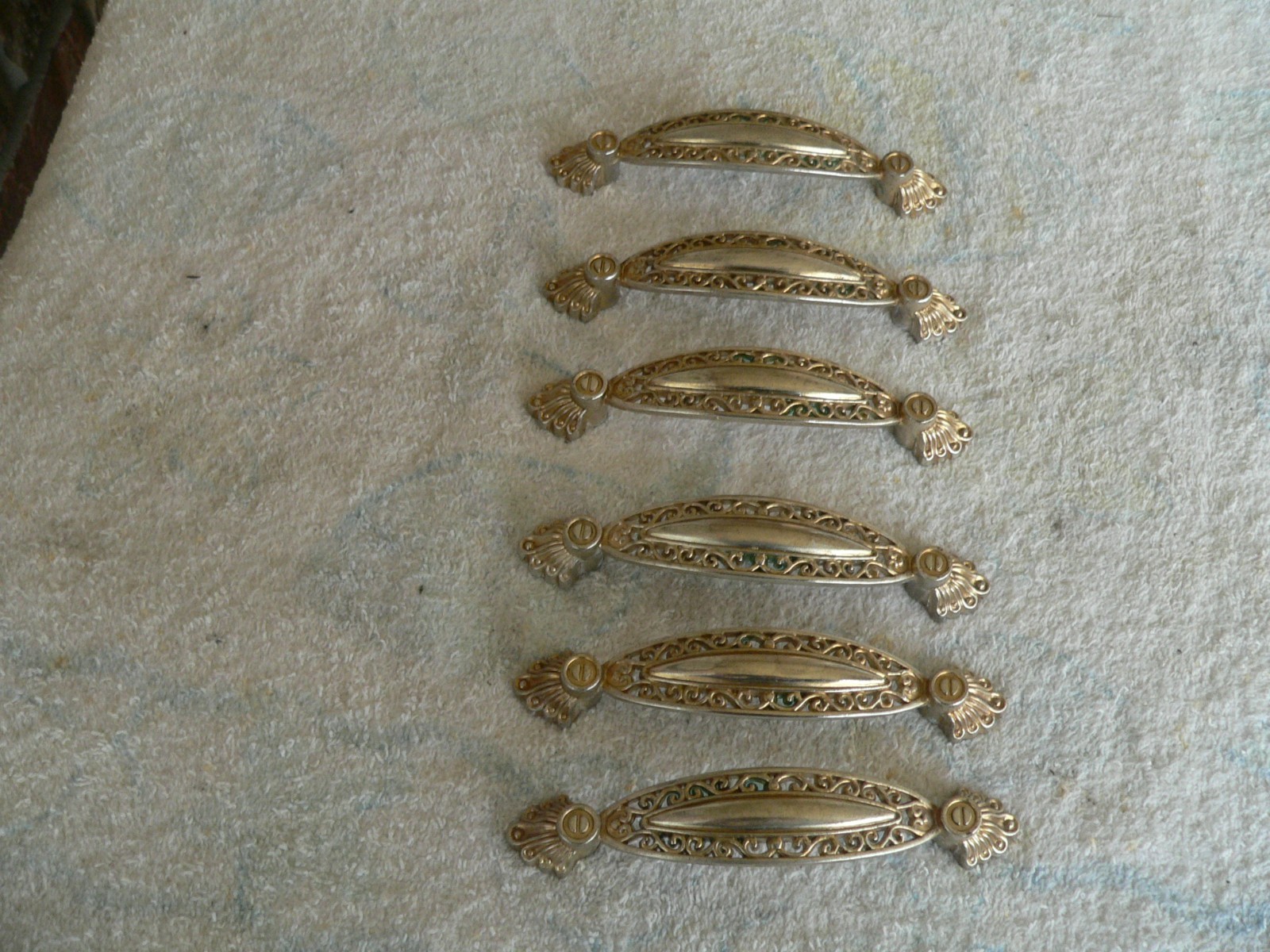 vintage art deco [1930s]? furniture pulls 6 count ornate 3.75 [3 3/4in. ] center