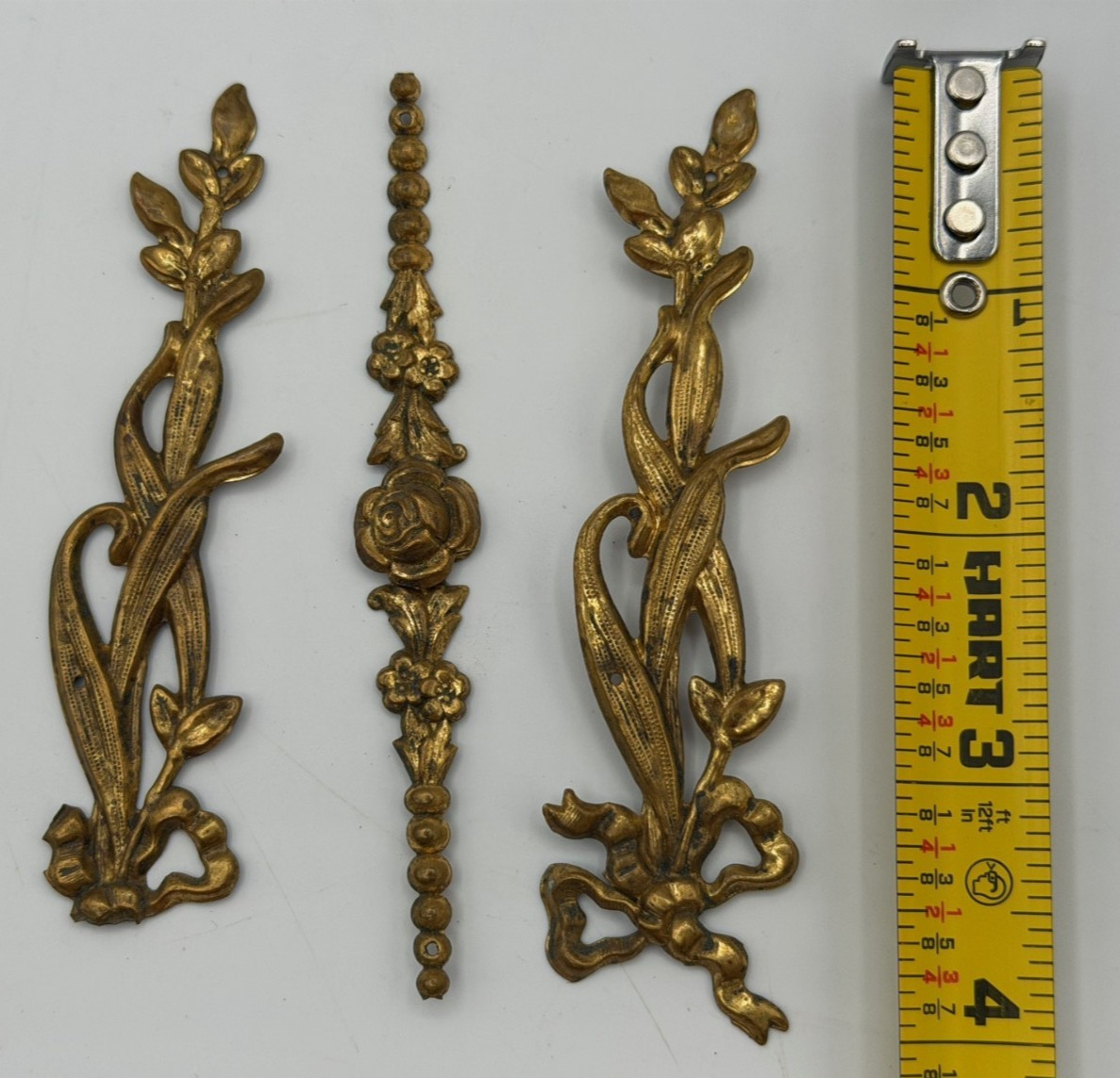 Vintage Lot Metal Furniture Appliques and Keyhole Decorations, New and Used.