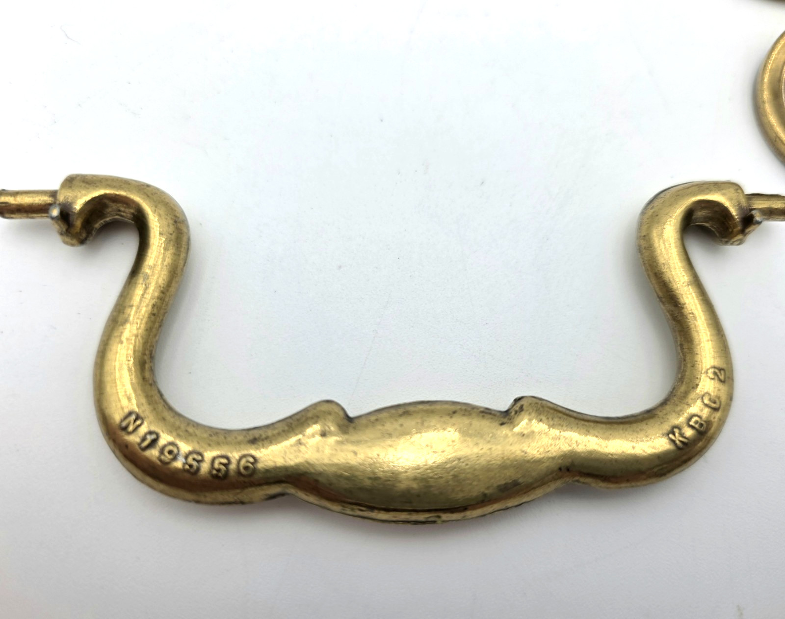Brass Swan Neck Drawer Pull Handles Pair 3 5/8in Spacing Vintage Hardware