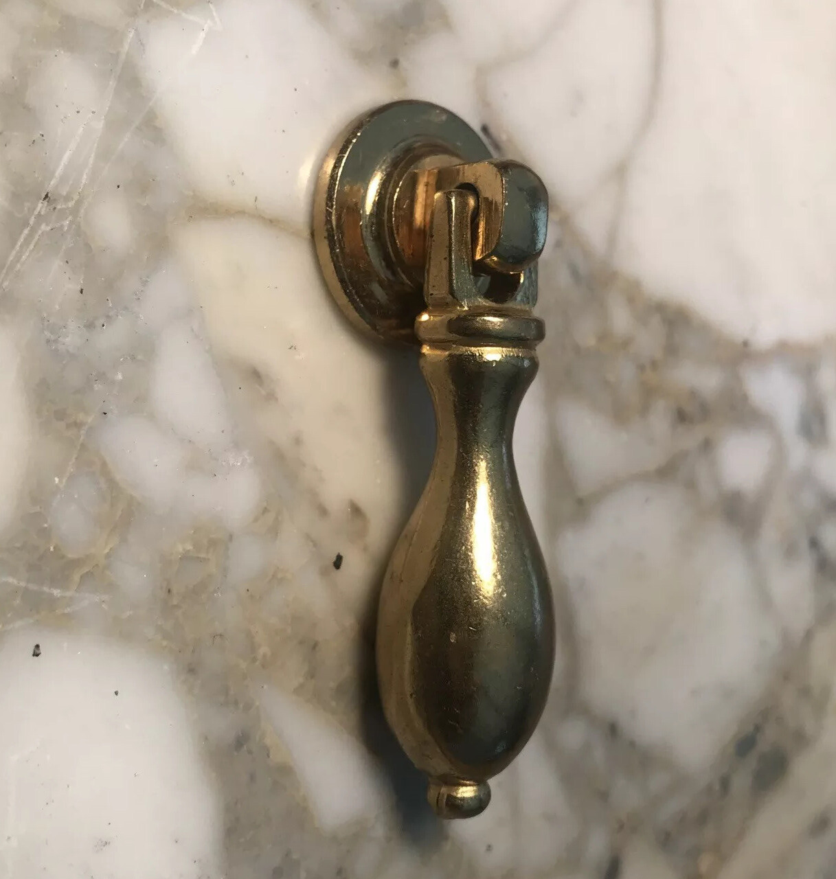 Vintage French drop Pull Polished brass Door Drawer Gold Knob Teardrop Cabinet