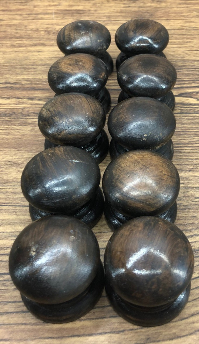 Vintage Lot of 10 – Wooden Mushroom Knobs Pulls Handles 1.5″ Wide #057