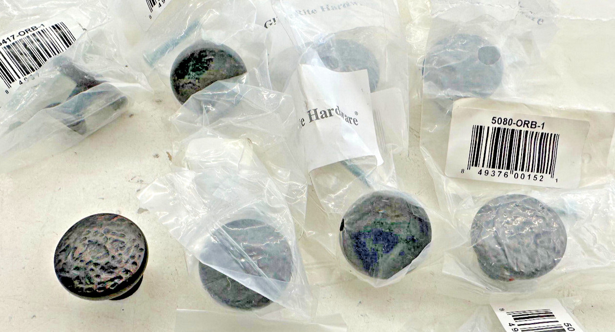 Lot 8 GlideRite 1-1/8″ Round Hammered Cabinet Knobs Oil Rubbed Bronze 5080-ORB