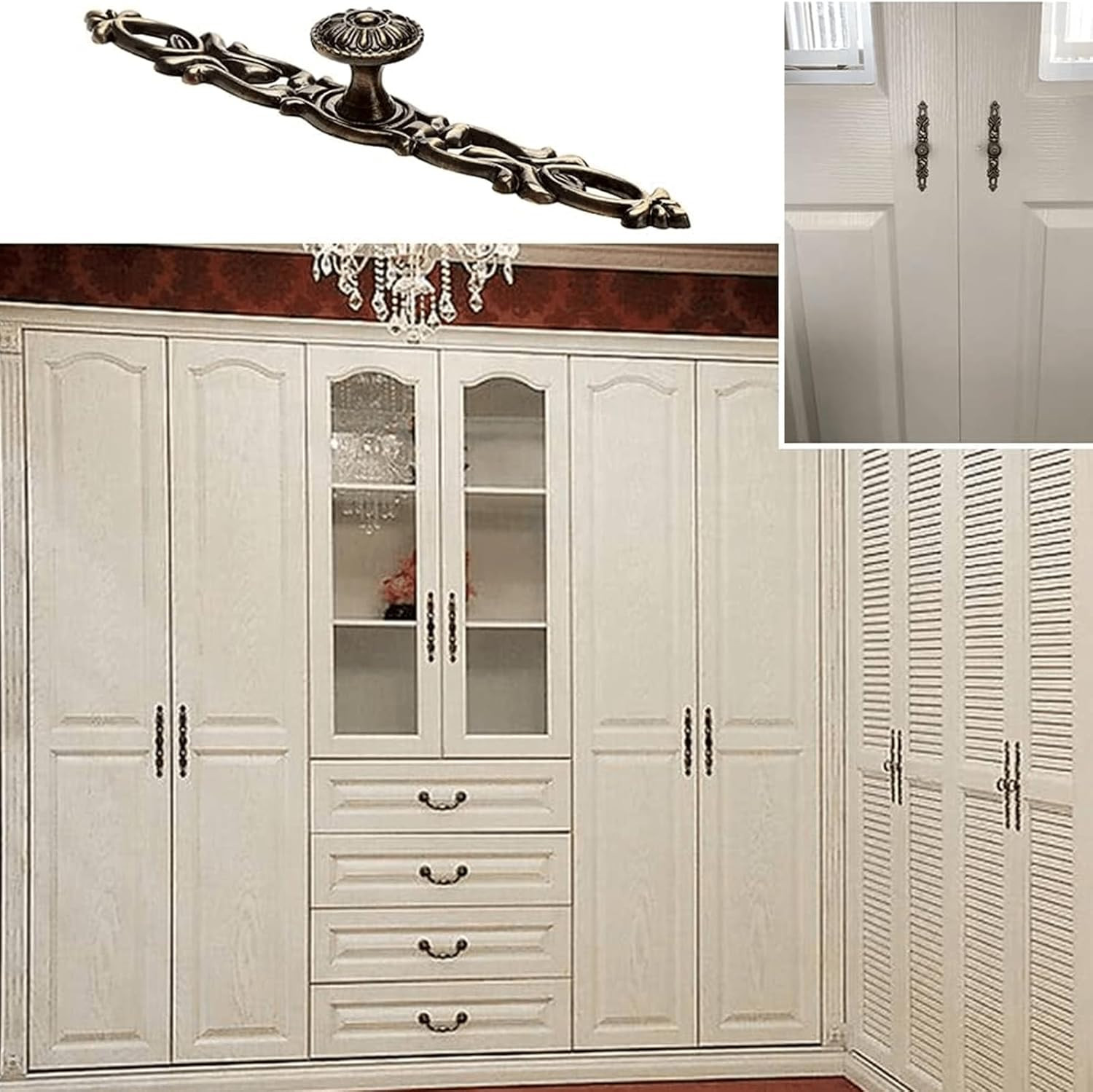 2Pcs Vintage Style Pulls Handles, Antique Bronze Cabinet Knobs for Furniture Dra