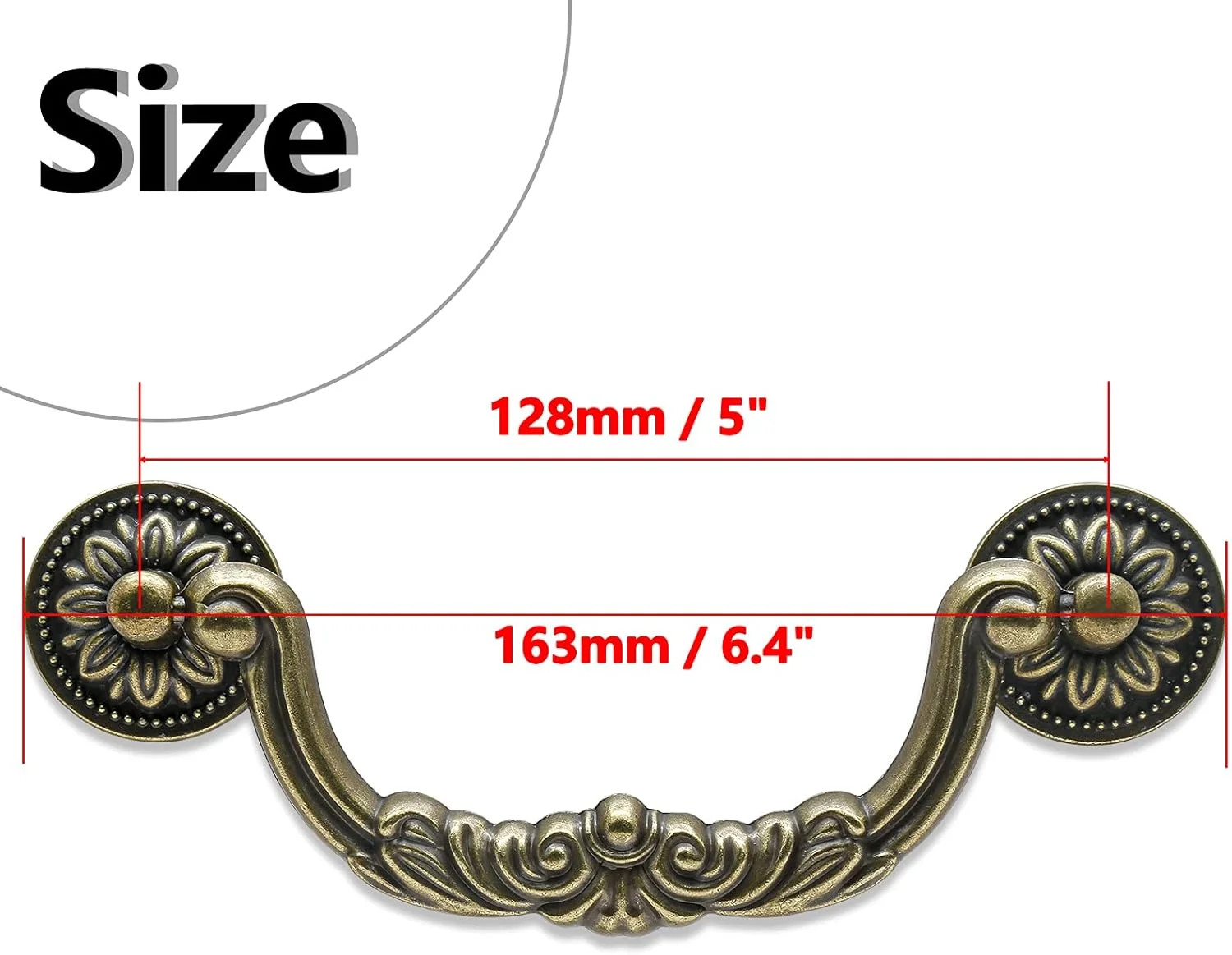 Uenhoy 4 Pcs 5 Inch Bail Handle Drop Pulls Vintage Drop Bail Drawer Pulls Antiqu