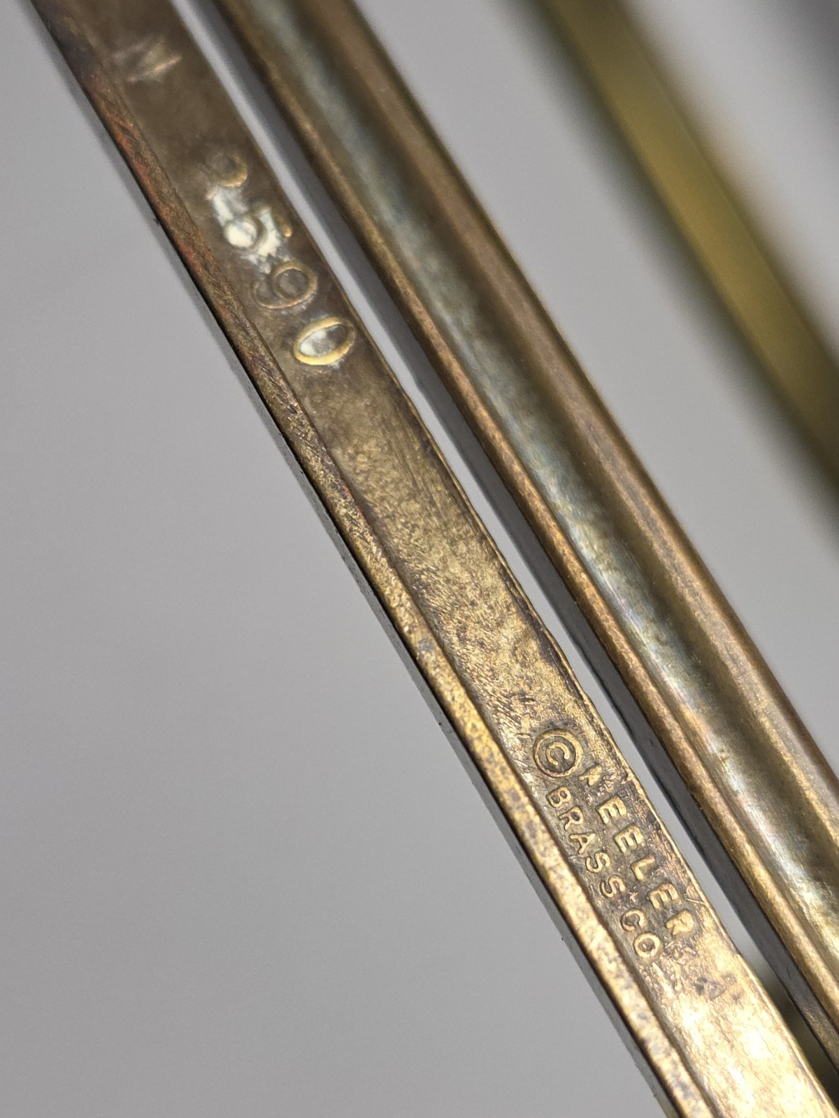 Pair Keeler Brass Folding Bail Pull 4.5″ CTC Patent Drawer Handle MCM (2 Avail)