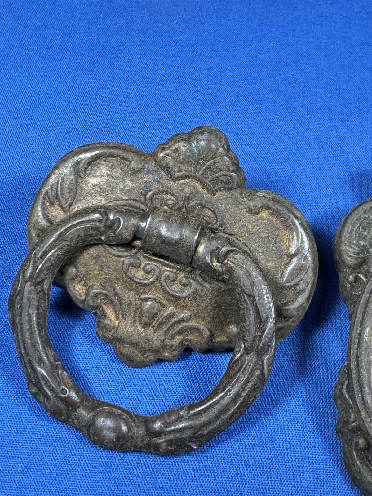 3 Old Drawer Finger Ring PULLS ~ Ea. Different, Salvaged Furniture Hardware