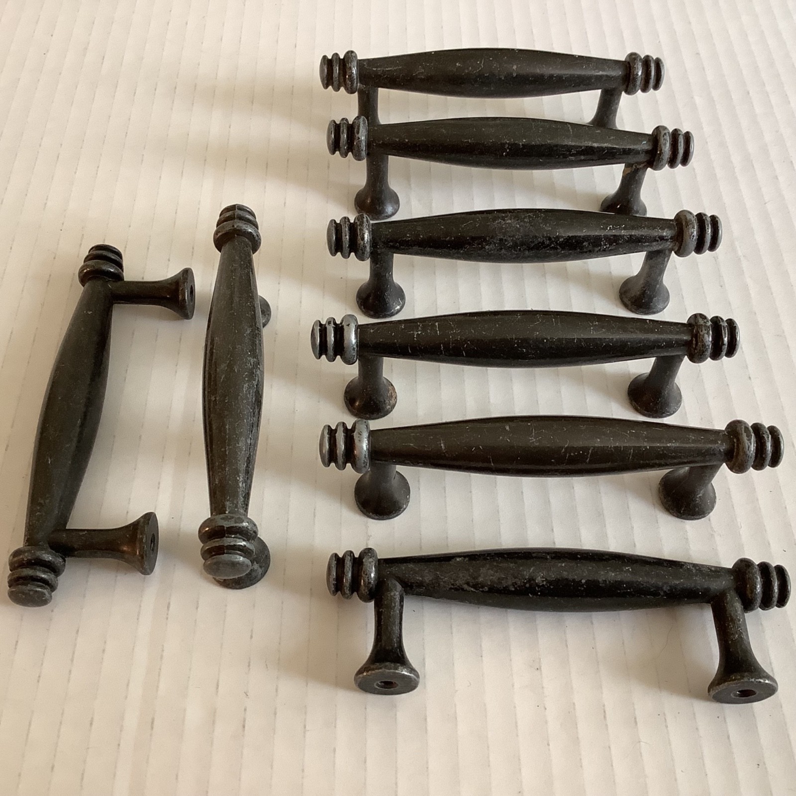 SET OF 8! VINTAGE CABINET DOOR / DRAWER PULLS BLACK /GRAY 3” C TO C