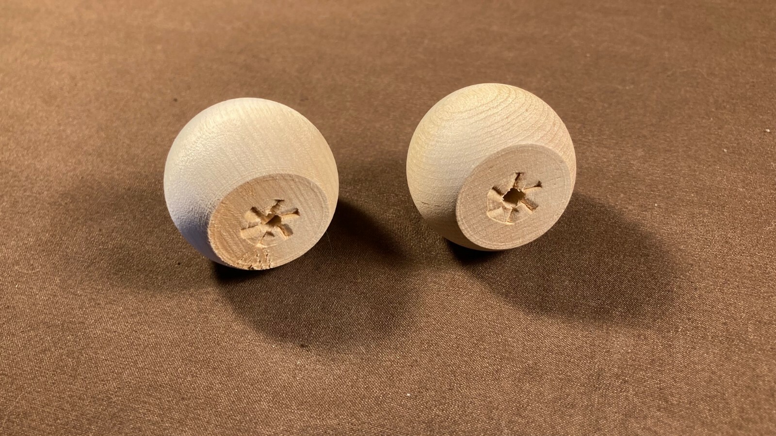 Pair of Wood Round Ball Orb Knob Pulls Vintage Furniture Dresser Drawer MCM USA