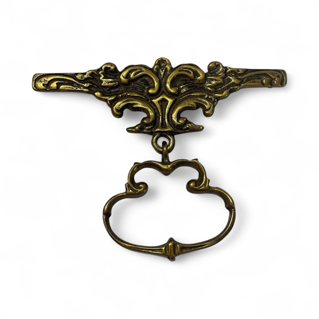 Antique Fancy Cast Brass French Style Drawer Bail Pull Architectual Salvage