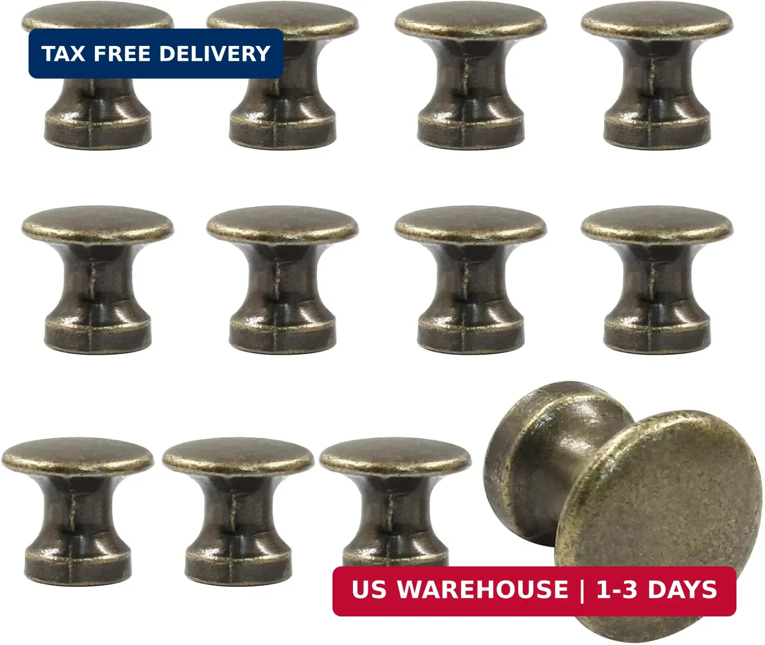 Hitefu 12PCS Antique Mini Cabinet Drawer Knobs, 11.5mm Metal Dresser Drawer Hand