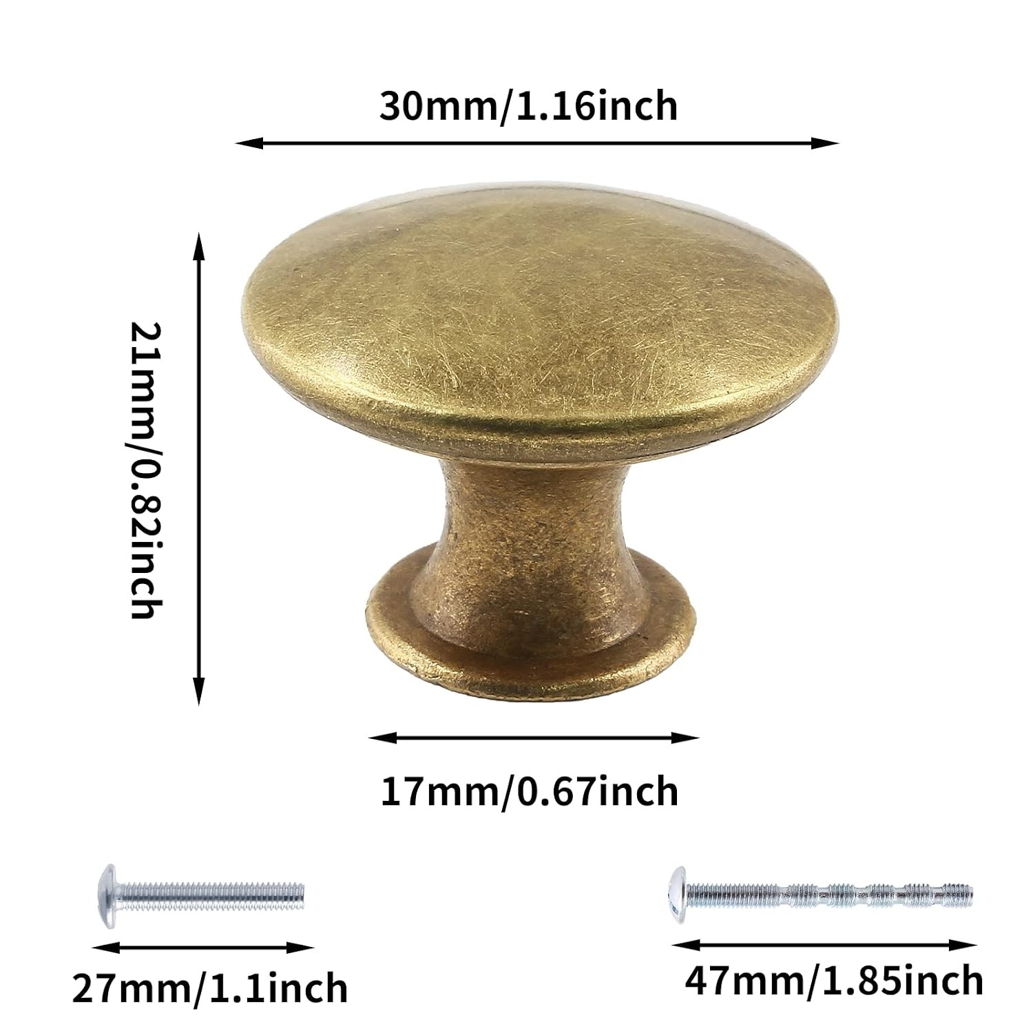 Antique Brass Vintage Round Kitchen Cabinet Drawer Knobs 8Pcs Brass Cabinet