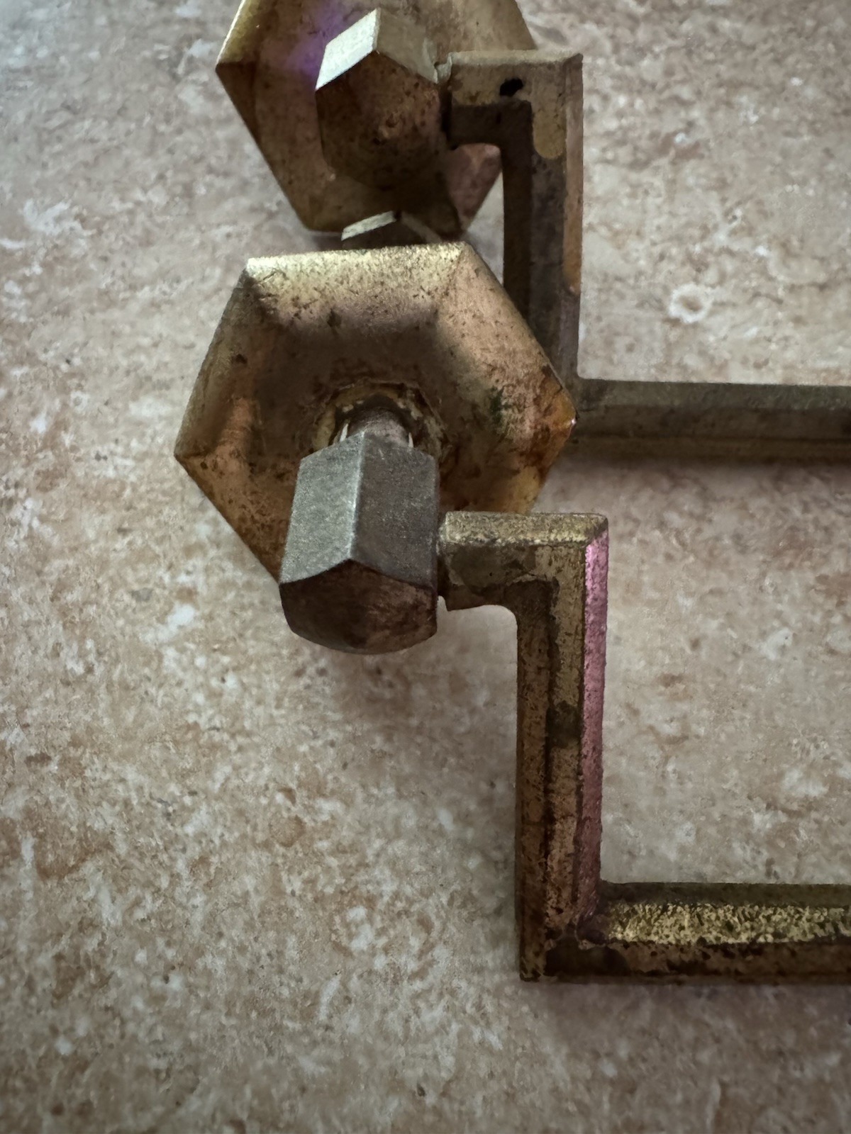 Vintage Antique Set Of 2 Colonial Revival Victorian Bail Drawer Pulls Hexagon