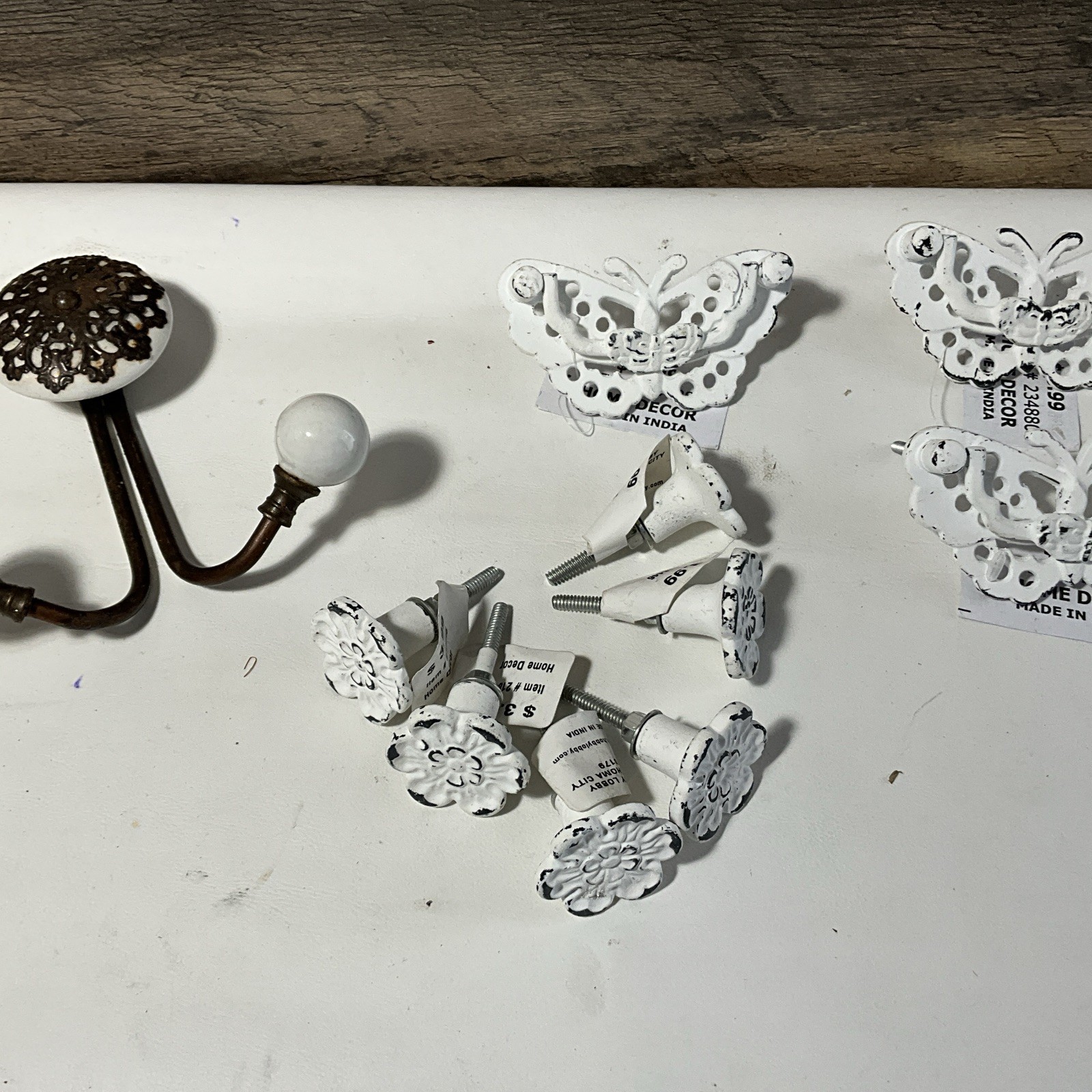 drawer pulls and knobs art deco Butterflies Knobs Lot White 11 Pieces Total Lot