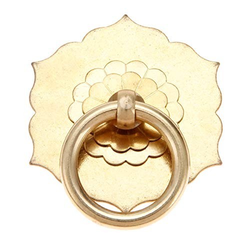 Antique Ring Pulls Brass Hexagonal Flower Drop Knobs for Cabinet Drawer Dresser