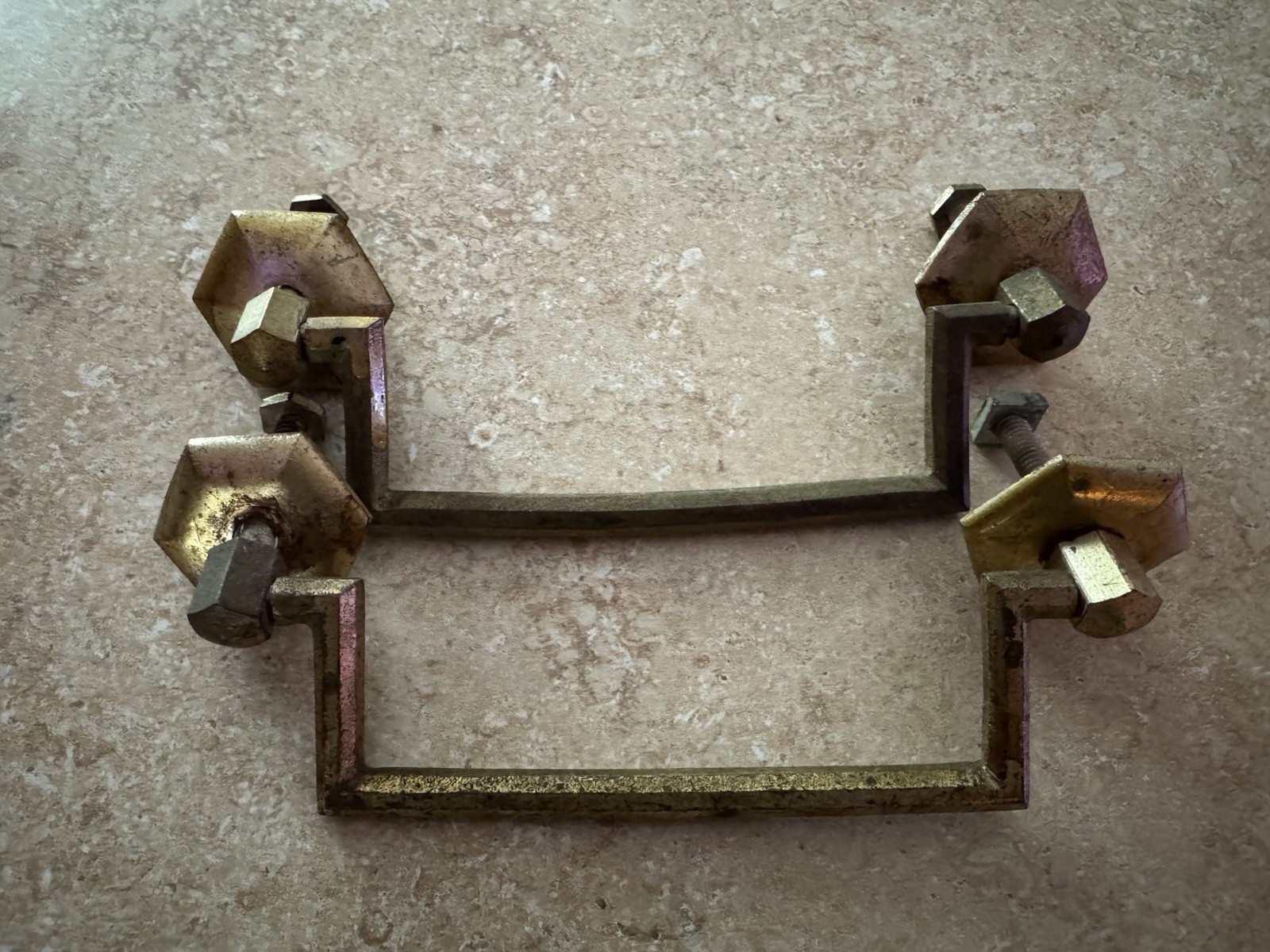 Vintage Antique Set Of 2 Colonial Revival Victorian Bail Drawer Pulls Hexagon