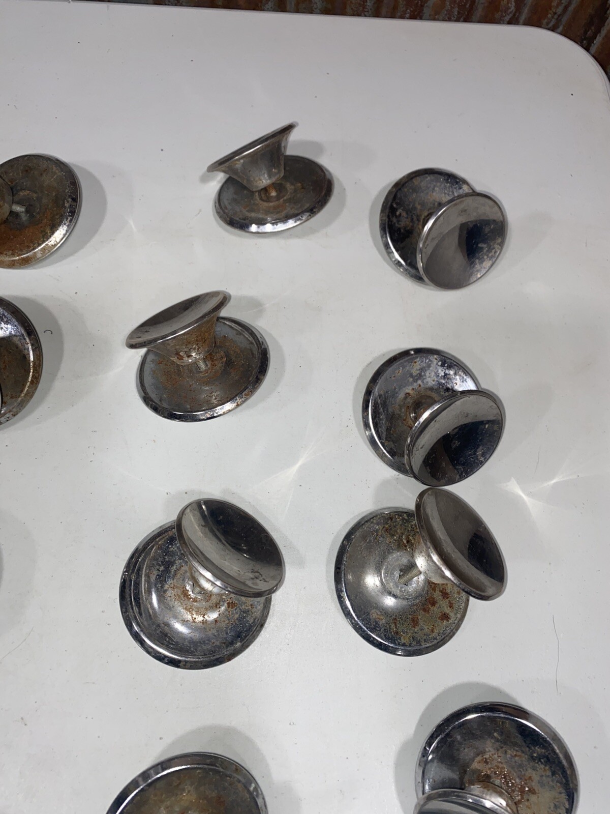 2 Vintage 2” Chrome Round Concave Cabinet Drawer Pull Knob & Backplate With Bolt