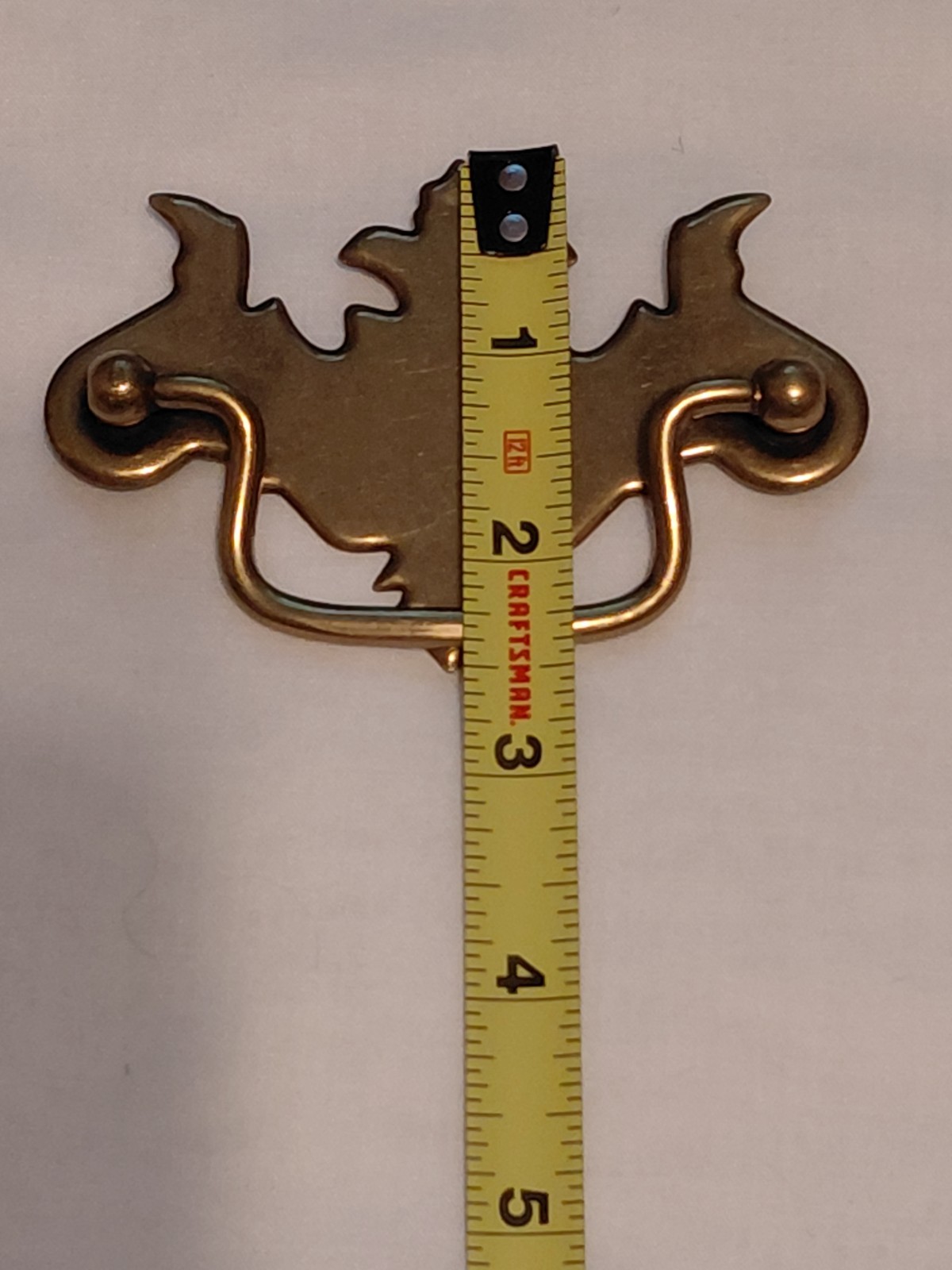 Vintage 3 3/4″ Brass Finish Chippendale Batwing Style Drawer Pulls Handles (6)