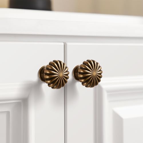 10 Pack Vintage Antique Brass Cabinet Knobs – Zinc Alloy Pulls for Kitchen & Dre