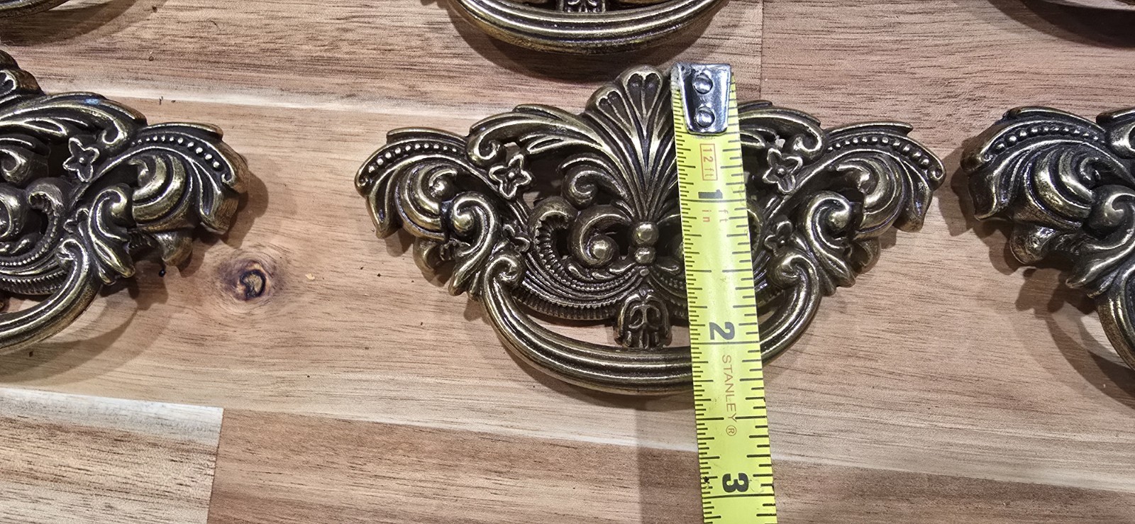 27 Brass French Victorian Drawer Pull Ornate Baroque Design