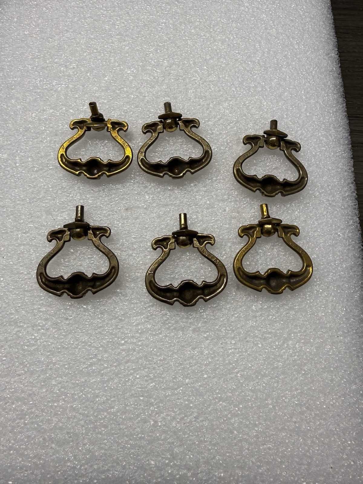 6 Vintage Keeler Brass Company KBC Brass Vintage Cabinet Drawer Drop Pulls (46