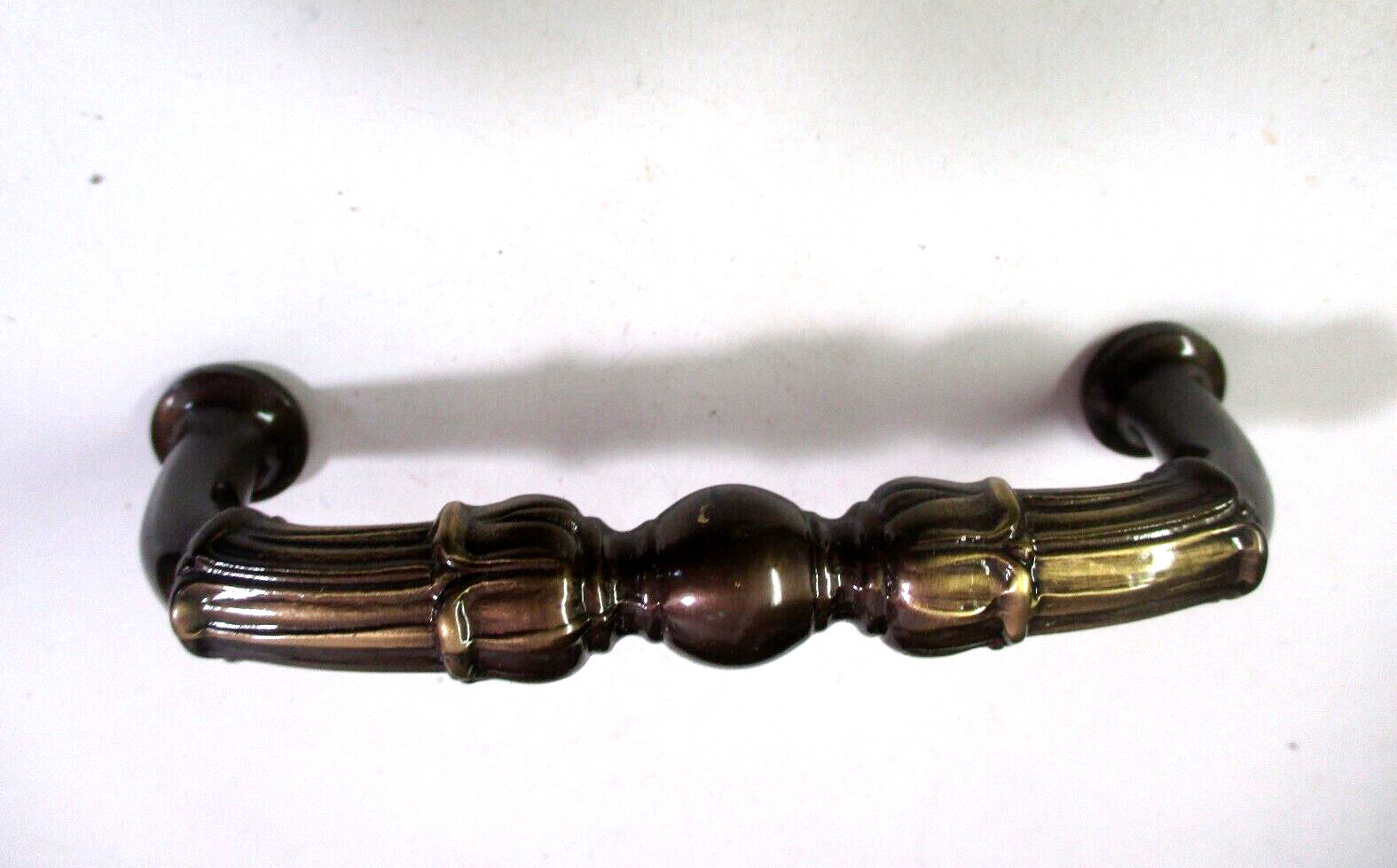Solid Dark Brass Heavy Quality Traditional Drawer Pull Handle 3″ Centers ’70 Vtg