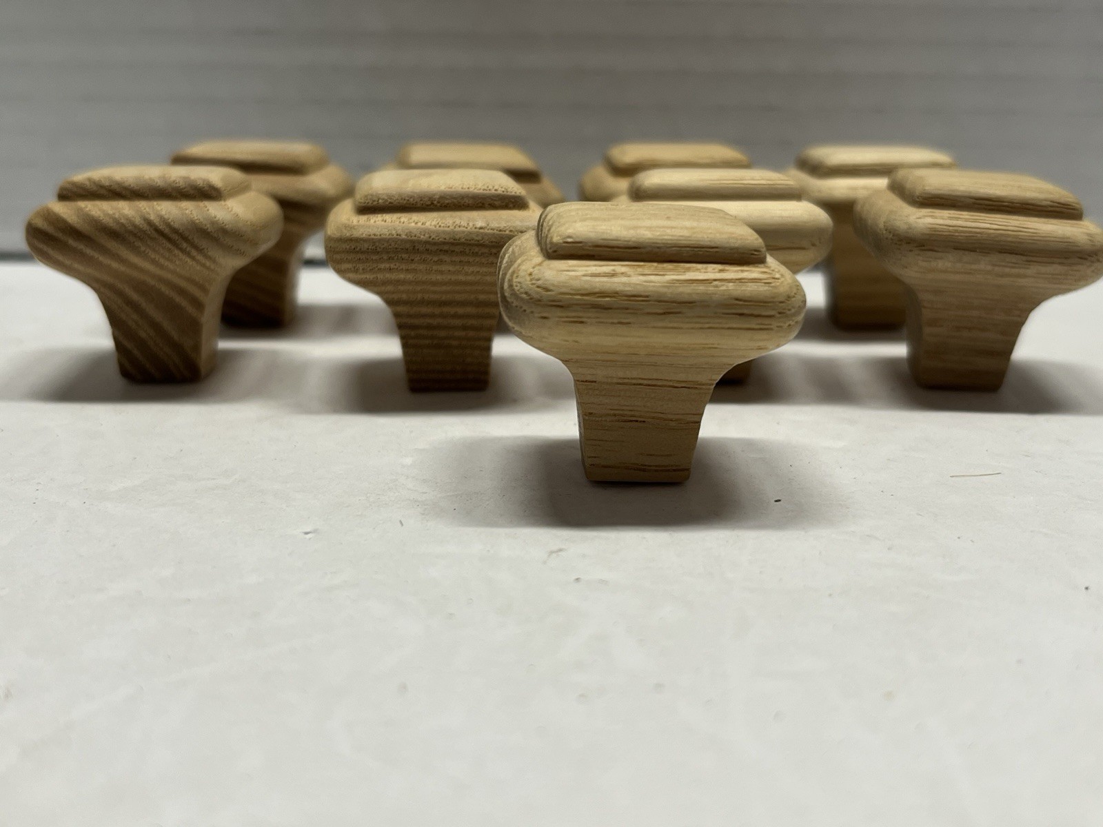 Vintage Lot (9) NOS Square Natural/Unfunished Fixed Wood Drawer/Cabinet Knobs