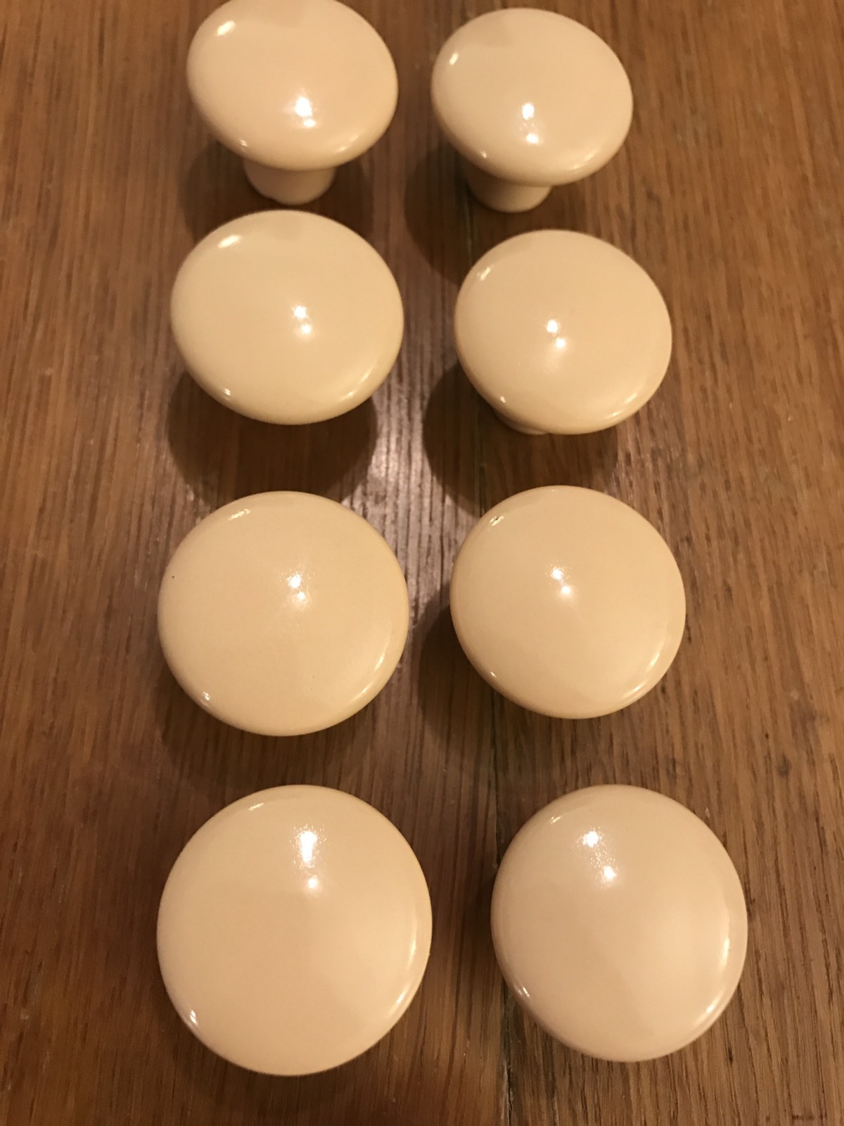 9 Knobs Ceramic Round Tan Beige Pedestal Mushroom Shape Cabinet Drawer Vintage