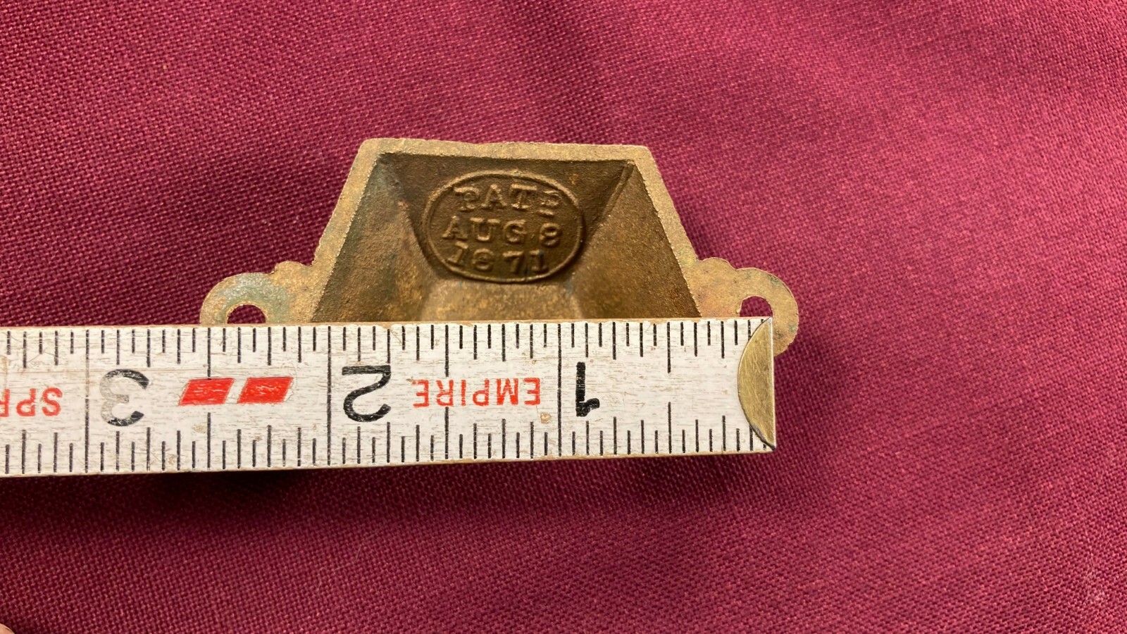 Antique Victorian Eastlake Bronze Finger Cup Drawer Pull Pat 1871