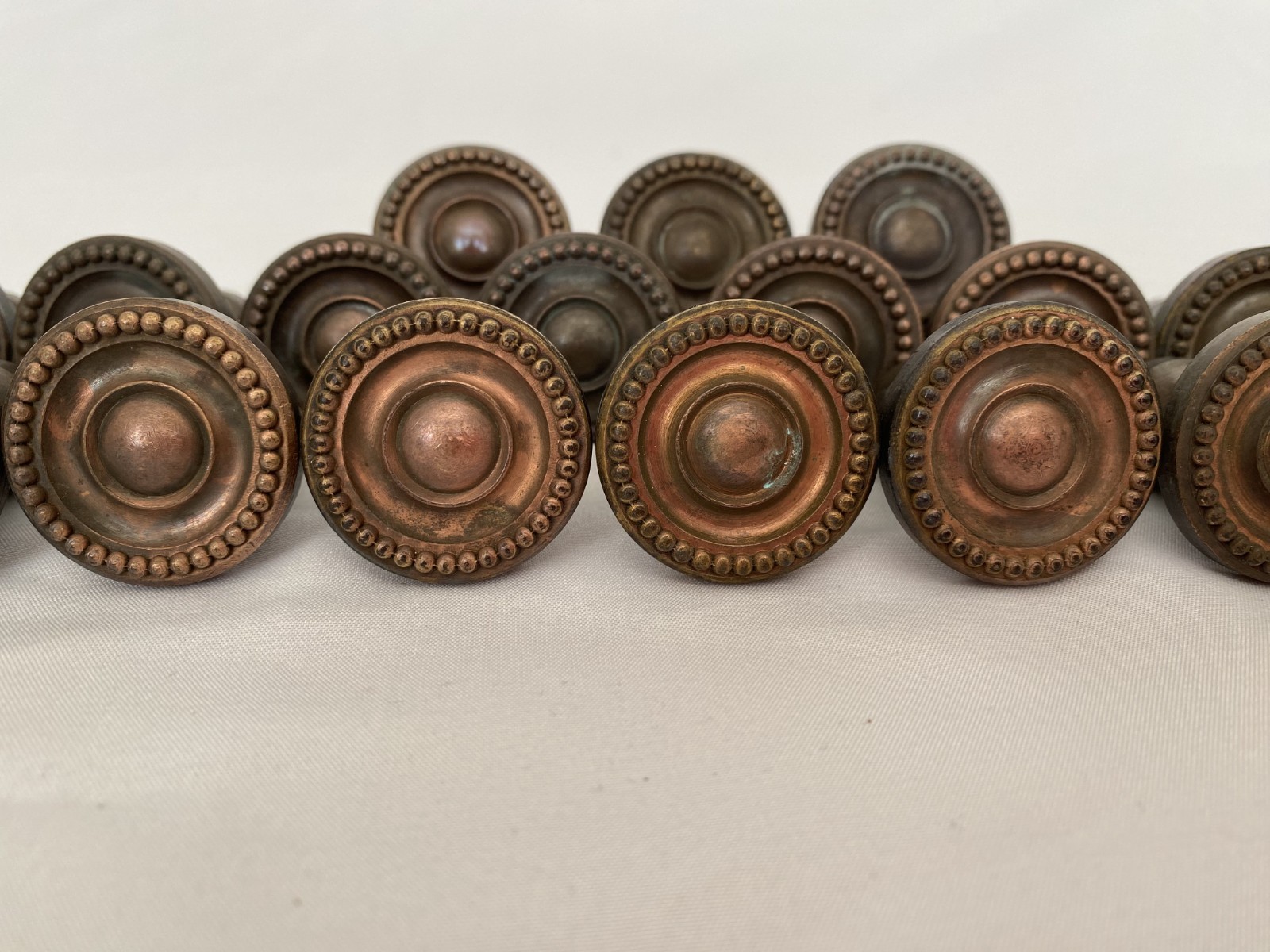 23 Vintage Solid Brass Cabinet Knobs Beaded Design Copper Finish Drawer Pulls