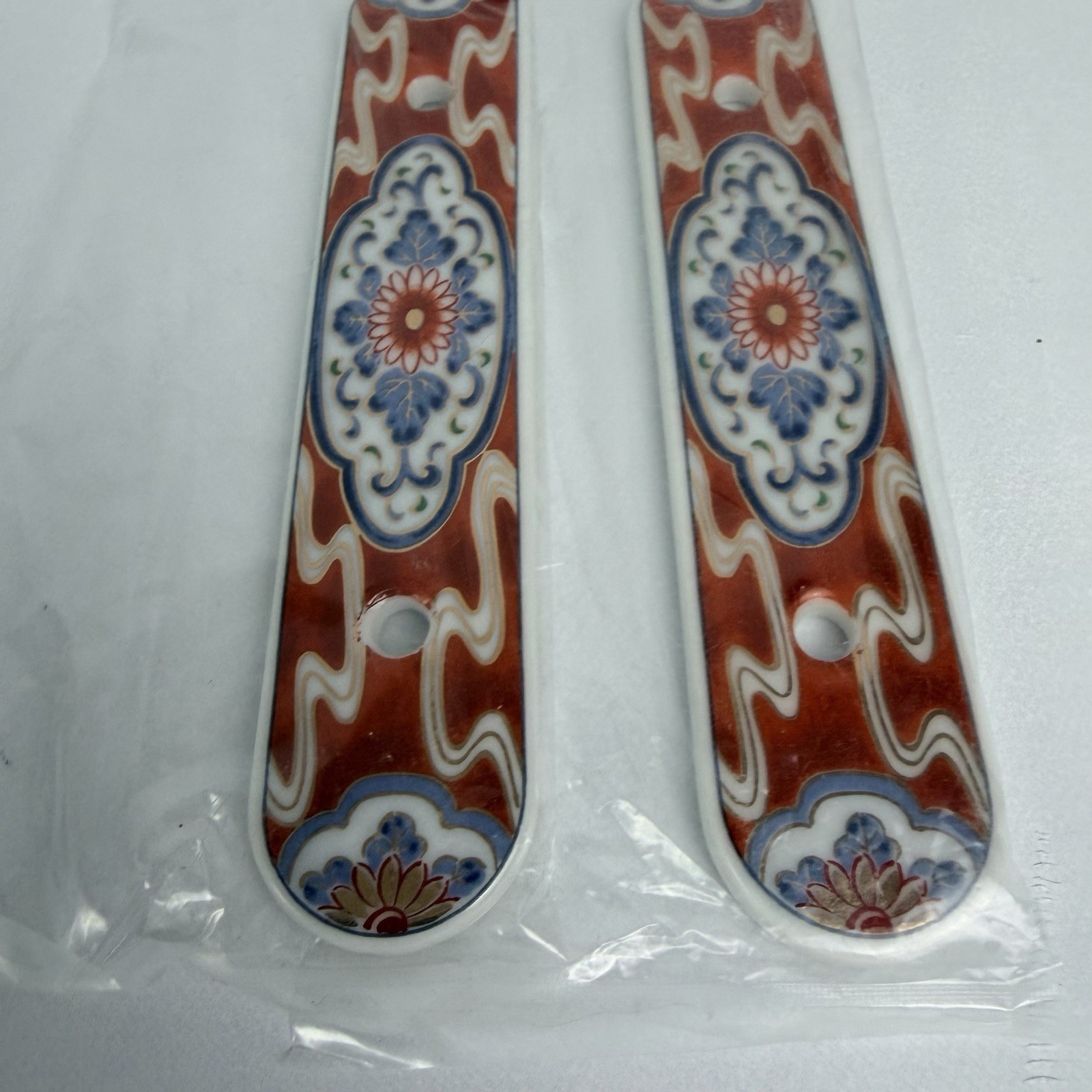 VTG Belwith Backplate Ceramic Cabinet Drawer Asian Japan Design ’85 Lot of 2 NEW