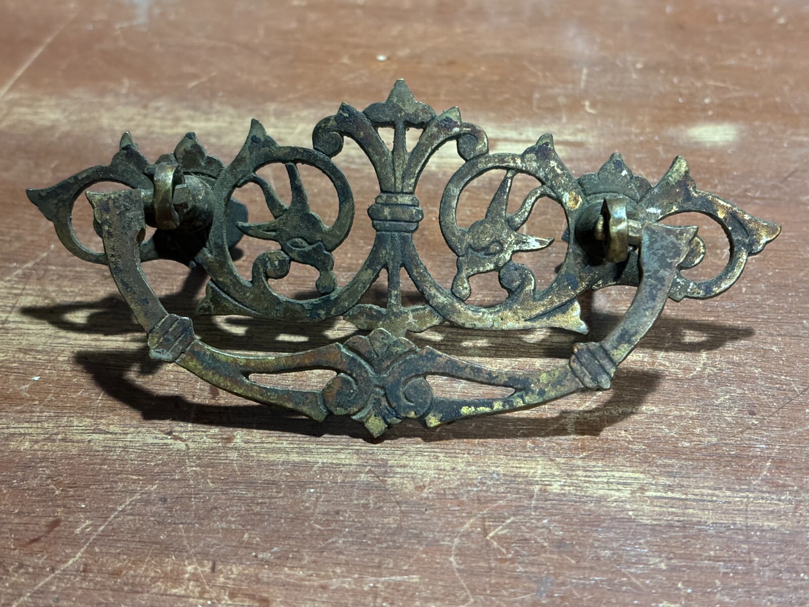 Vintage Antique Ornate Fancy Drop Bail Drawer Pull. 3 inch CTC