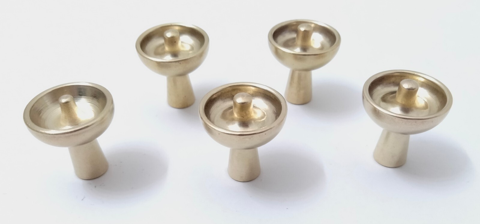 7 Art Deco MCM Brass Drawer Pulls 2 Lrg Verticle 3.25″ Mount 5 Sm Round Knobs